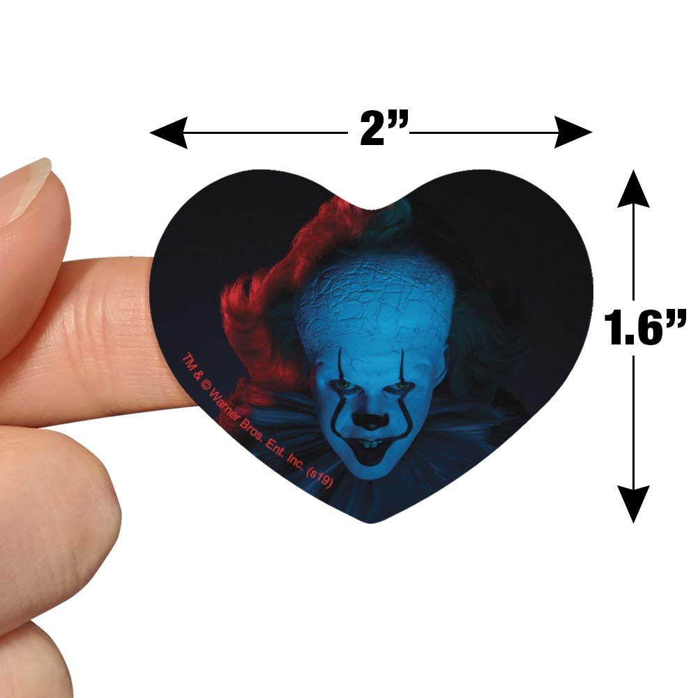 IT Chapter 2 Pennywise Heart Shaped Stickers - Scrapbook Planner Calendar Decoration for Horror Fans & DIY Craft Projects - Perfect for Journals, Bullet Notebooks, and Halloween Party Decor