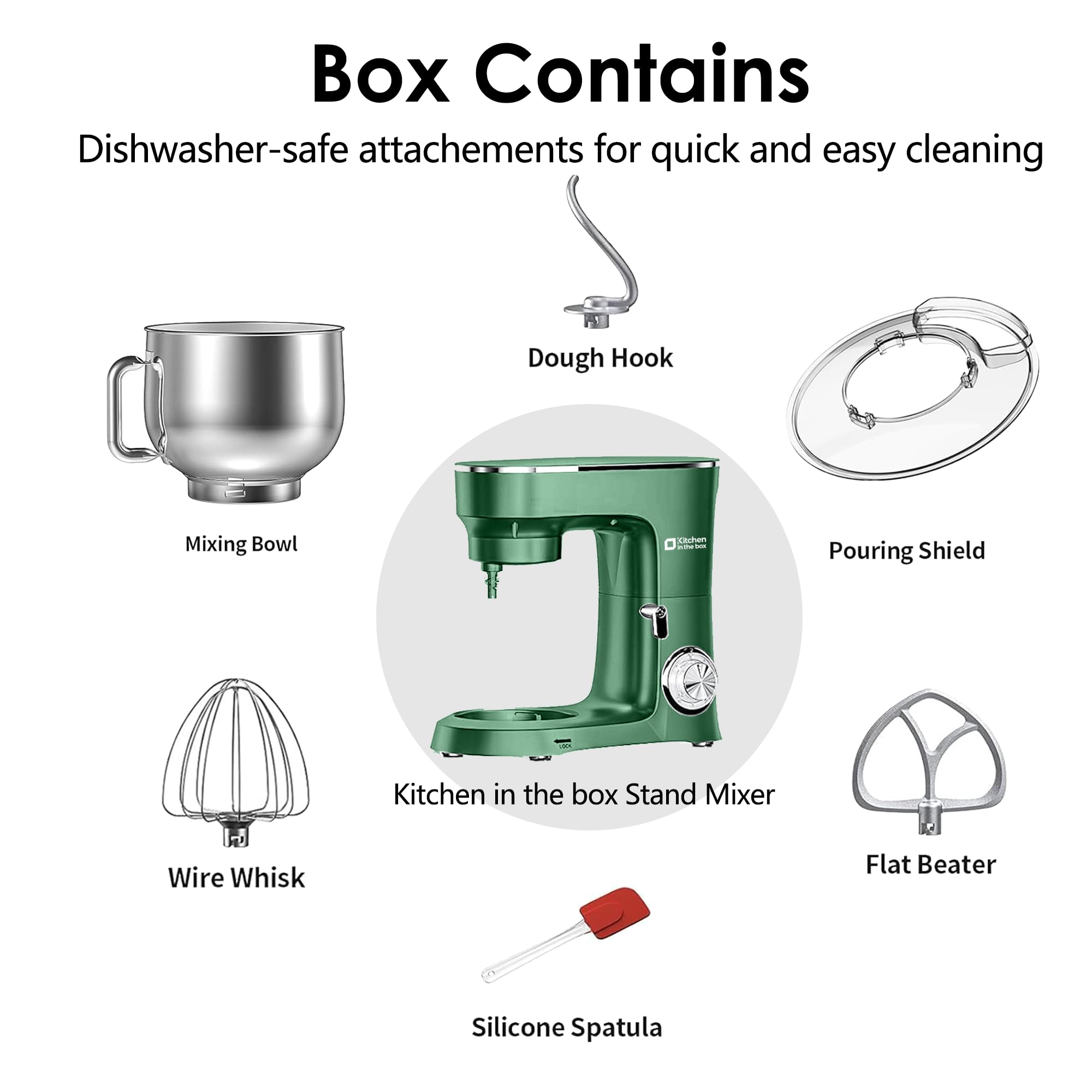 900W 8.5QT Stand Mixer with Dough Hook - Perfect for Baking & Cooking
