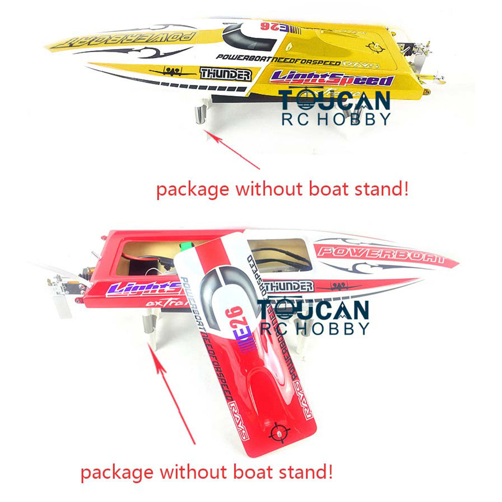 High-Speed E26 Fiberglass RC Racing Boat - Red & Yellow DIY Electric Model with PNP Motor, Servo & ESC (70km/h, 640x195x105mm) - Perfect for Competitive Racing & Hobby Enthusiasts