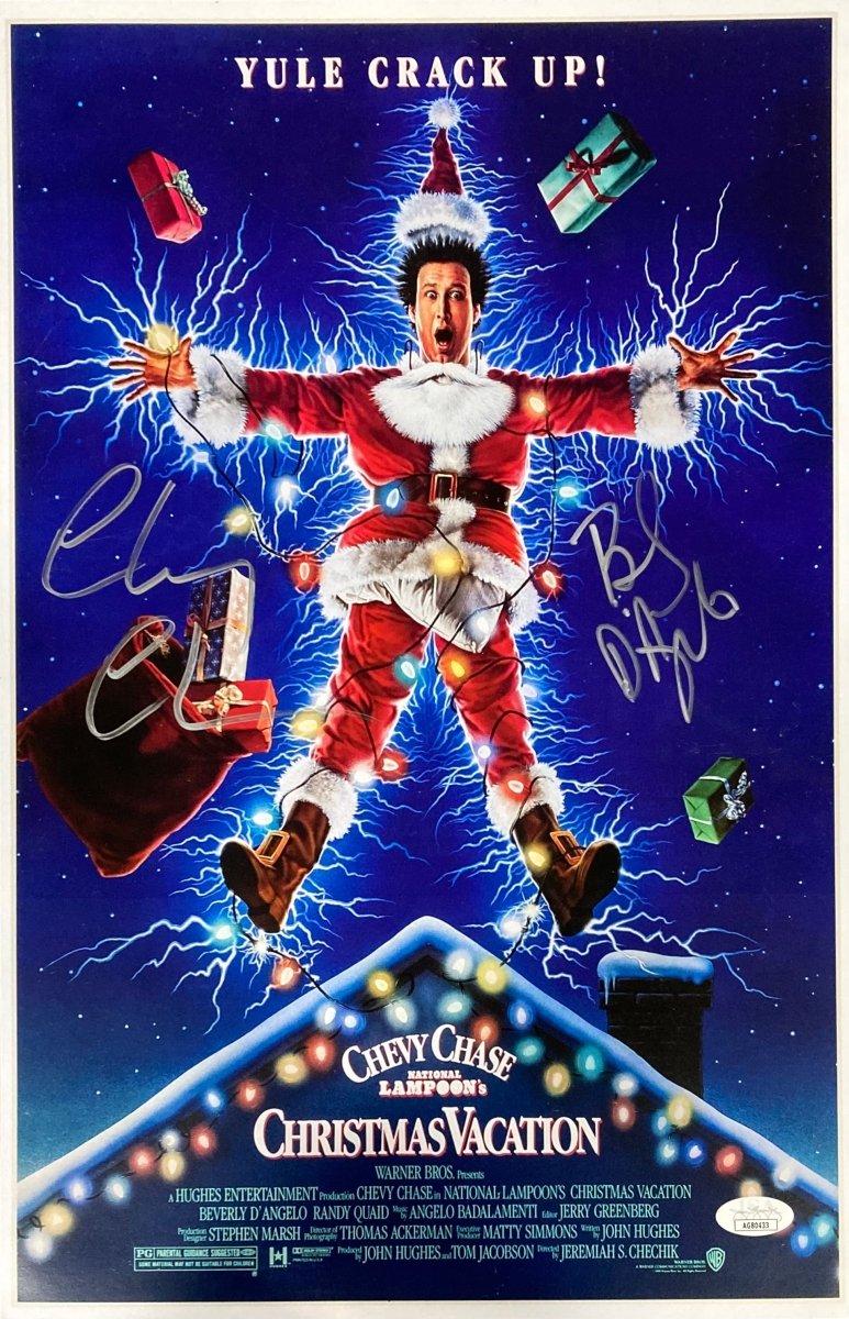 Chevy Chase & Beverly D'Angelo Autographed 11x17 Christmas Vacation Movie Photo with JSA Certificate - Perfect for Holiday Decor, Movie Memorabilia Collectors & Christmas Vacation Fans