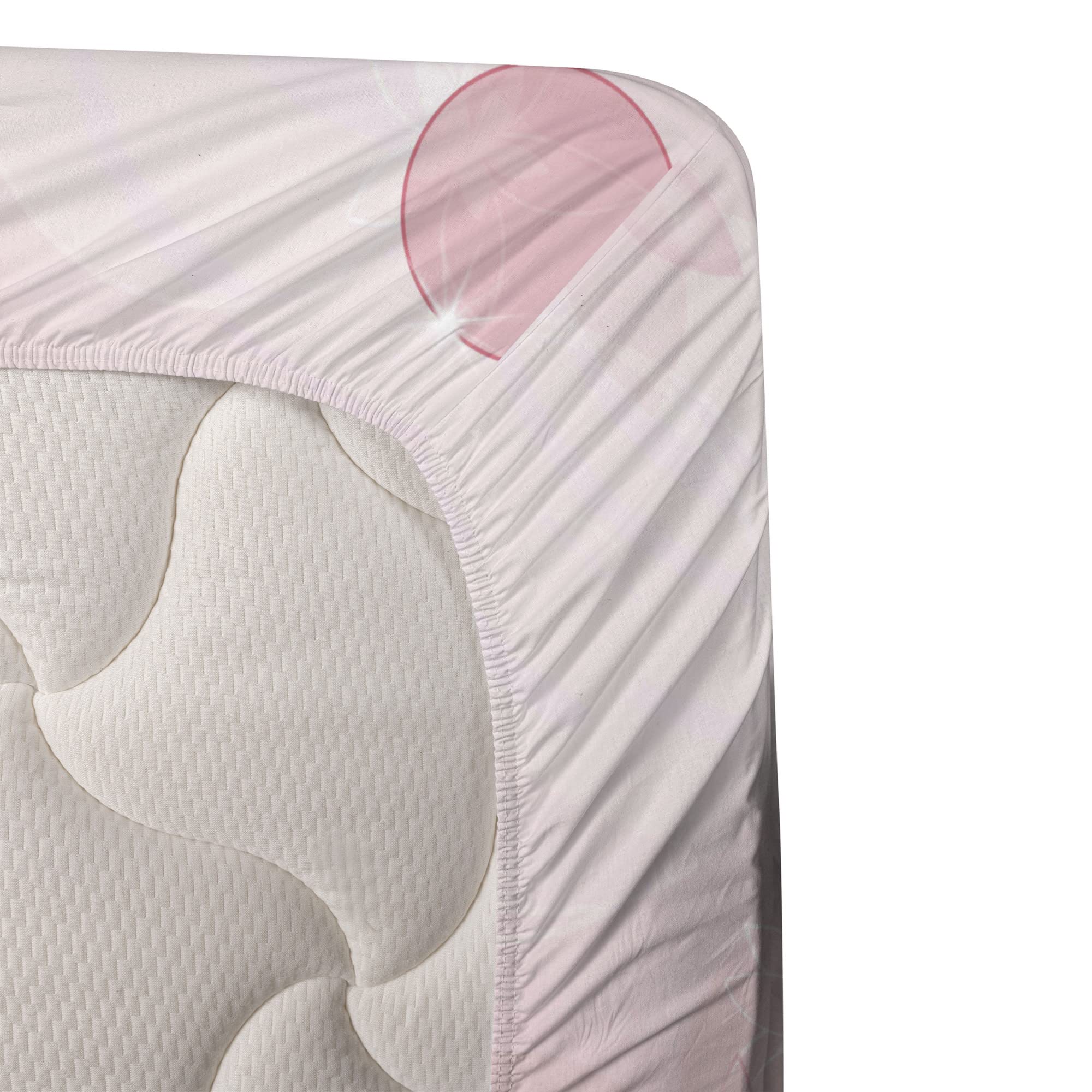 Ambesonne 4-Piece King Size Sheet Set - Pale Pink Floral Bubble Design, Soft & Breathable Bedding with Fitted Sheet, Flat Sheet & Pillowcases | Perfect for Romantic Bedrooms, Guest Rooms & Cozy Home Decor