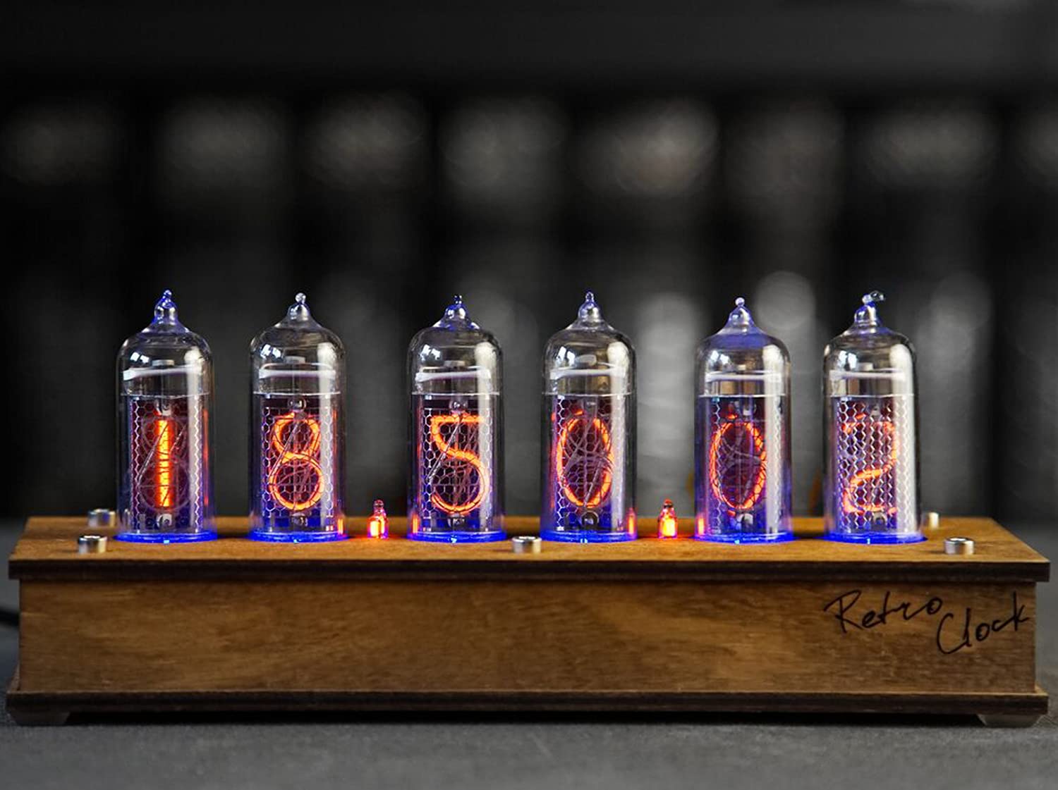 Vintage IN-14 Nixie Tube Clock - Handmade Wooden Desk Clock with Temperature Sensor - Retro Home & Office Decor - Made in Ukraine - Perfect Gift for Tech Enthusiasts & Collectors (Use in Living Rooms, Studies, or as Unique Conversation Piece)