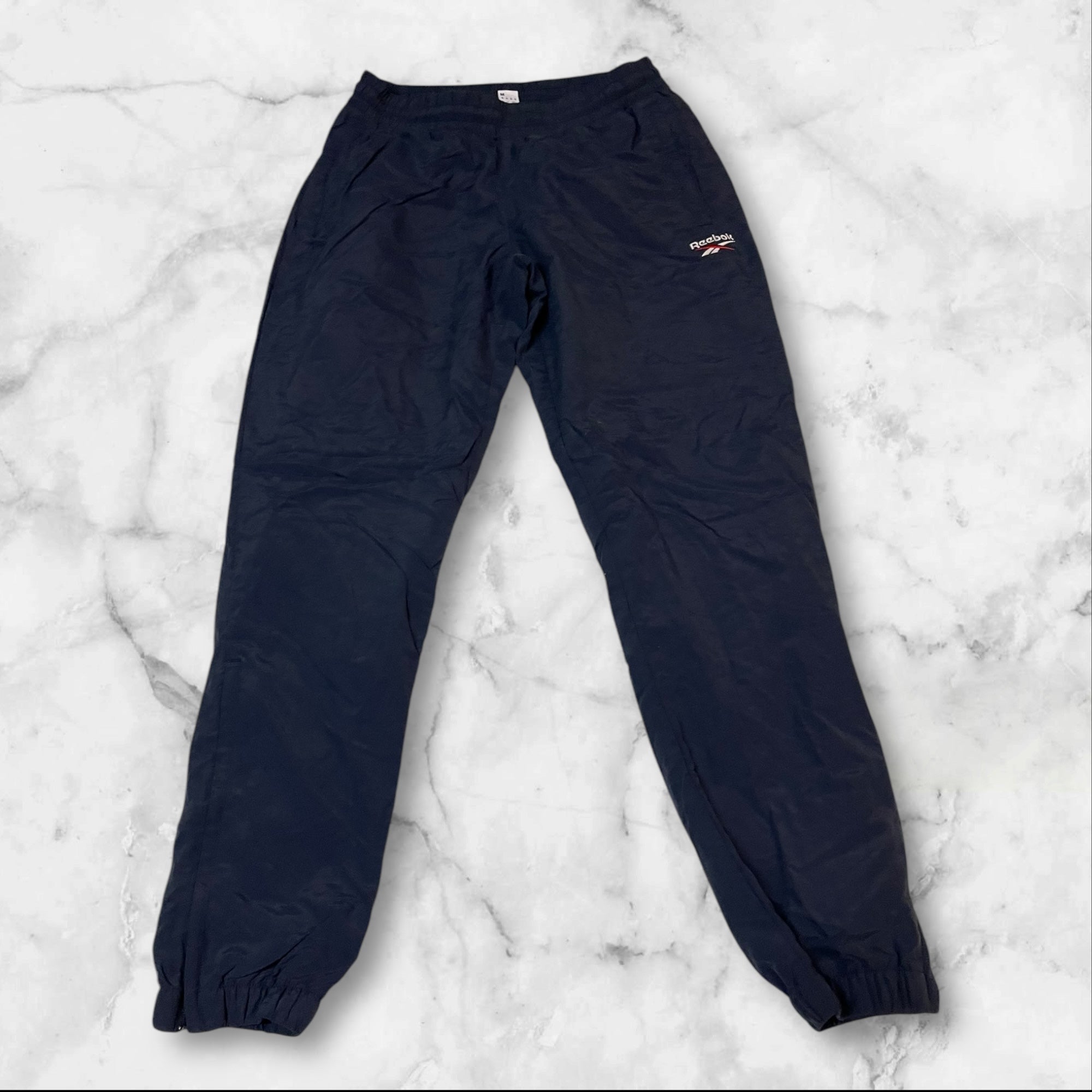 Reebok Vintage Track Pants - Baggy Nylon Joggers with Water-Resistant Shell (Size M) | 864 | Perfect for Casual Wear, Street Style & Gym Workouts