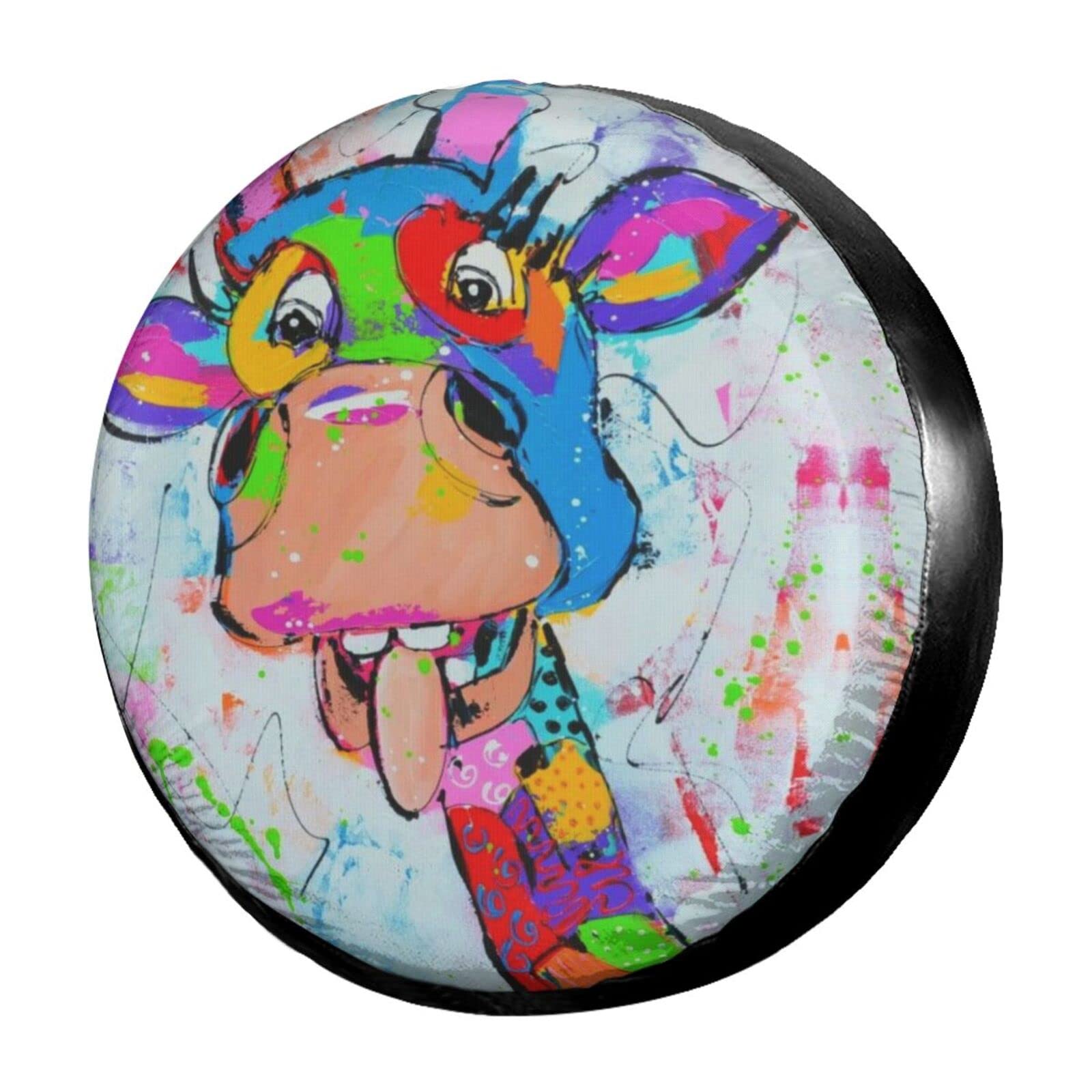 Colorful Giraffe Pattern Spare Tire Cover - 17 Inch Dustproof Wheel Protector for Trailers, RVs, SUVs & Vehicles | Outdoor Travel Accessories & Road Trip Essentials