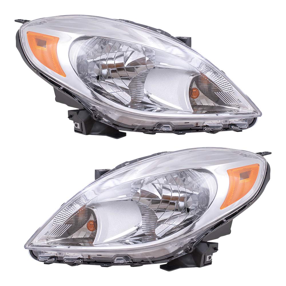 Brock Replacement Headlights for Nissan Versa Sedan 2012-2014 - Driver & Passenger Side Headlamps (26010-3AN0B & 26060-3AN0B) | Perfect for Night Driving & Auto Lighting Upgrades