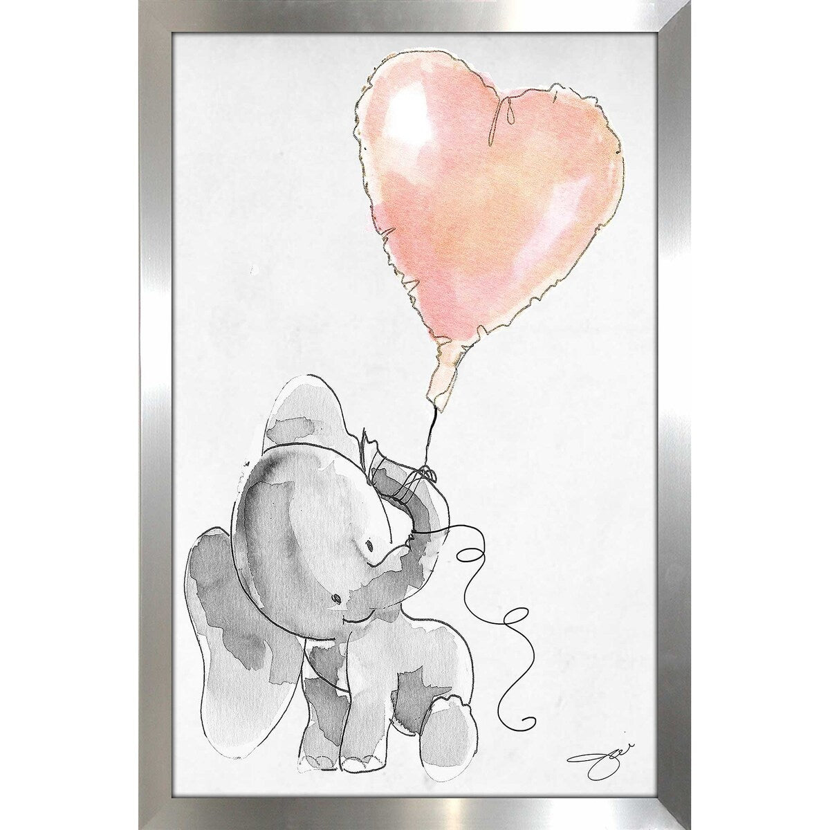 Jodi Print Baby Elephant Heart Acrylic Wall Art - Cute Nursery Decor, Kids Room Decoration, Baby Shower Gift, Animal Themed Home Decor