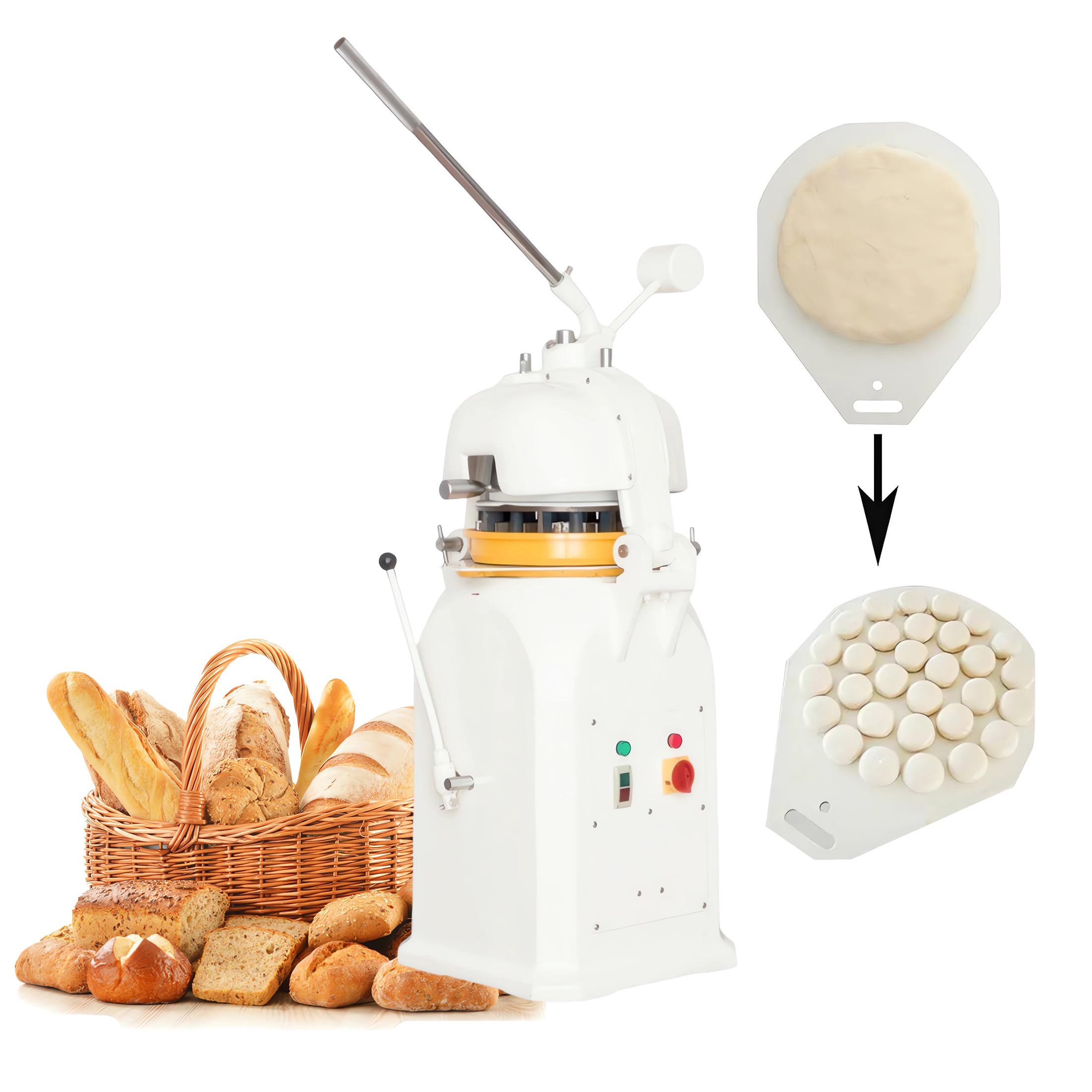 INTSUPERMAI 36-Piece Commercial Electric Dough Divider & Rounder Machine - Semi-Automatic Dough Ball Cutter for Burgers, Pizza, Pastries | Perfect for Bakeries, Restaurants & Food Production