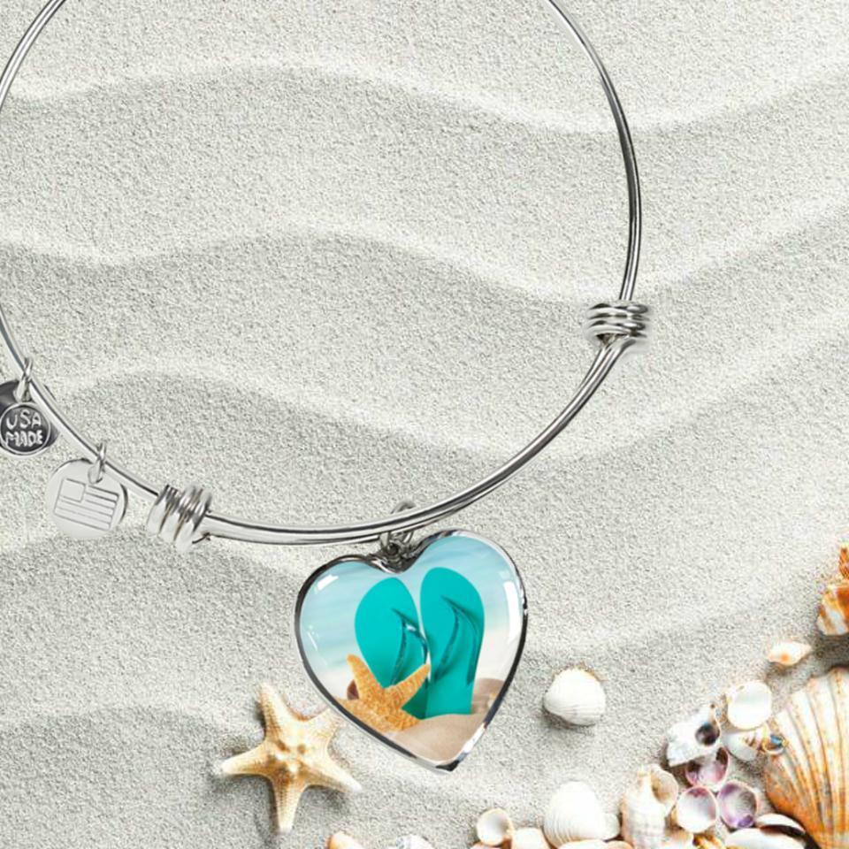 Flip Flops On The Beach Bracelet - Stylish Summer Beach Jewelry for Women - Perfect for Vacations, Pool Parties & Seaside Getaways