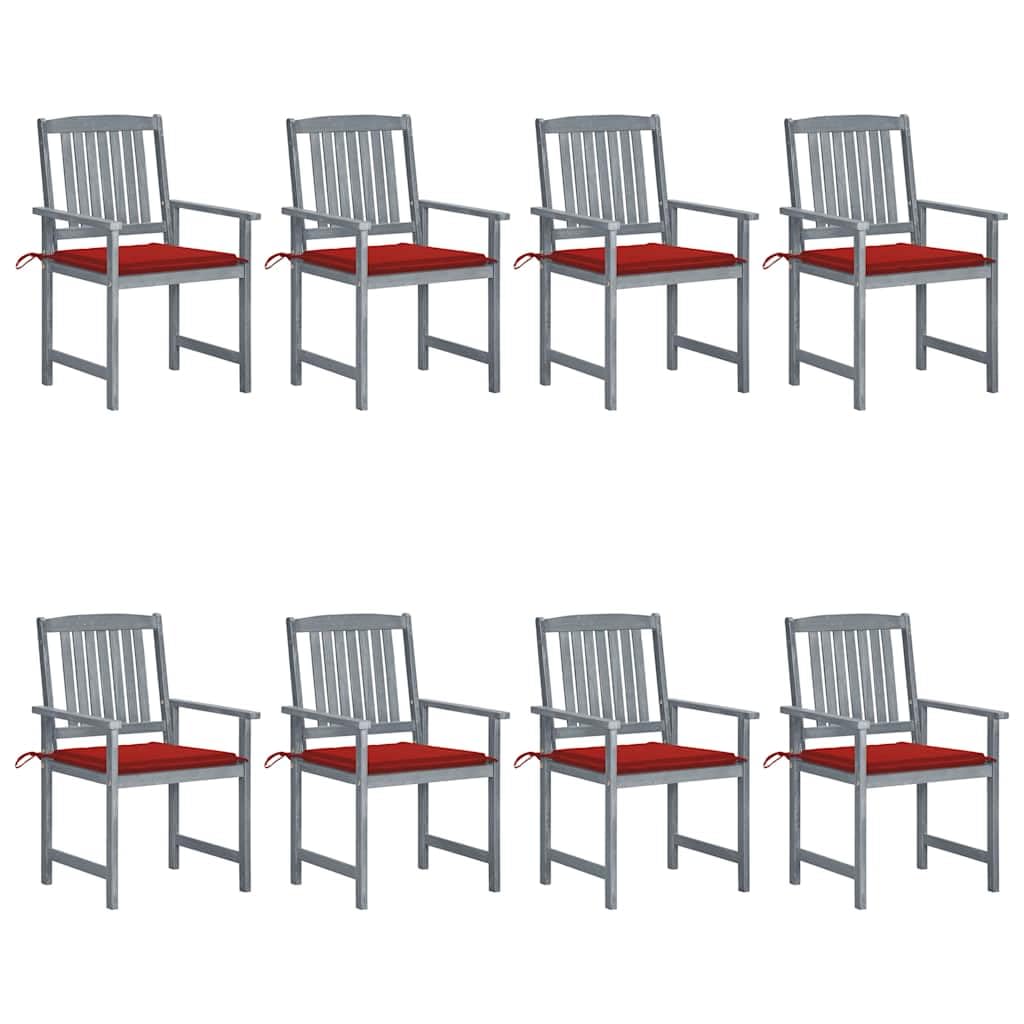 8-Piece Solid Acacia Wood Patio Dining Set with Cushions - Outdoor Garden Furniture for Backyard, Terrace & Poolside (Gray) - Perfect for Al Fresco Dining & Outdoor Entertaining
