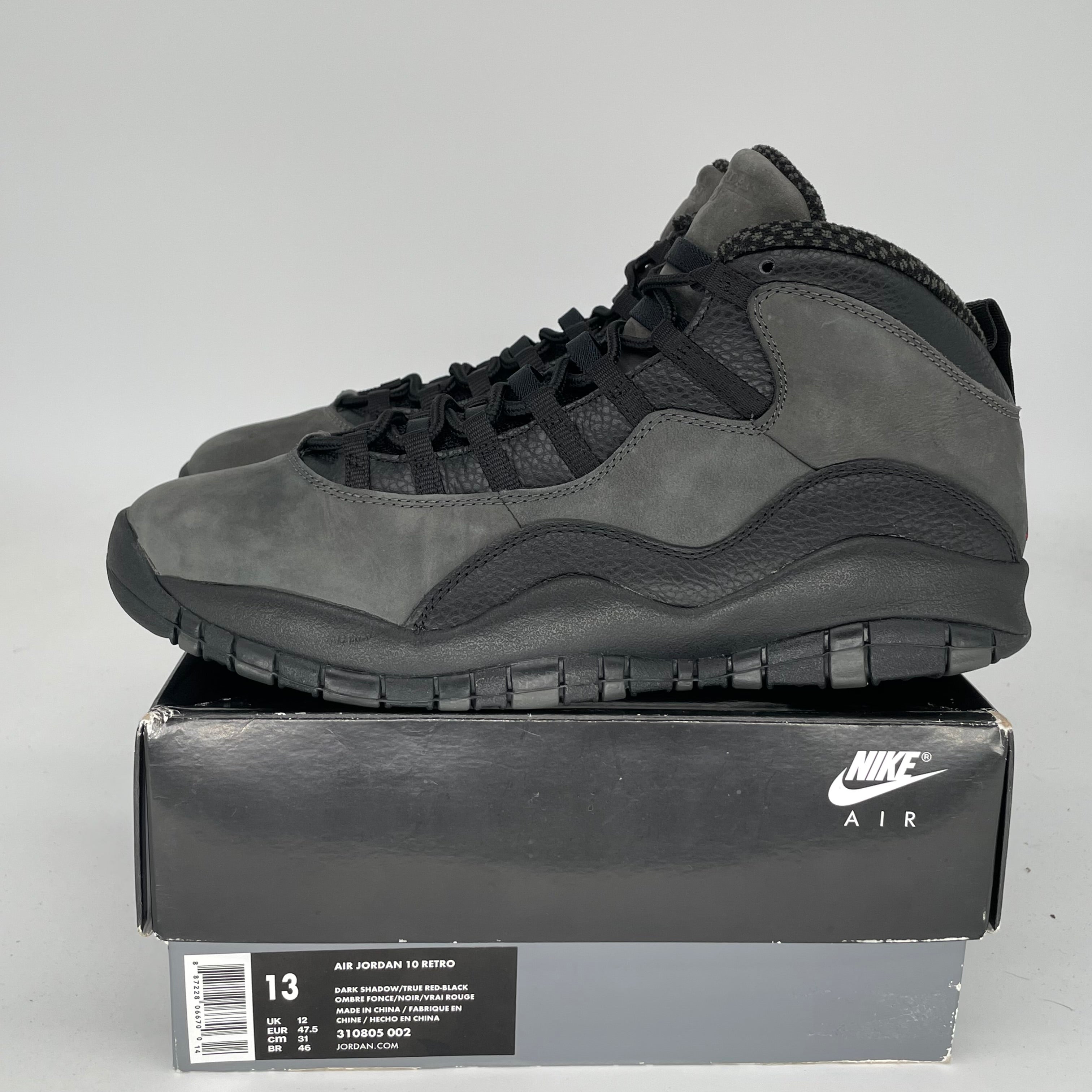 AIR JORDAN 10 SHADOW Men's Basketball Shoes Size 13 - Black/Gray (310805-002) | Retro Sneakers for Streetwear & Casual Outfits