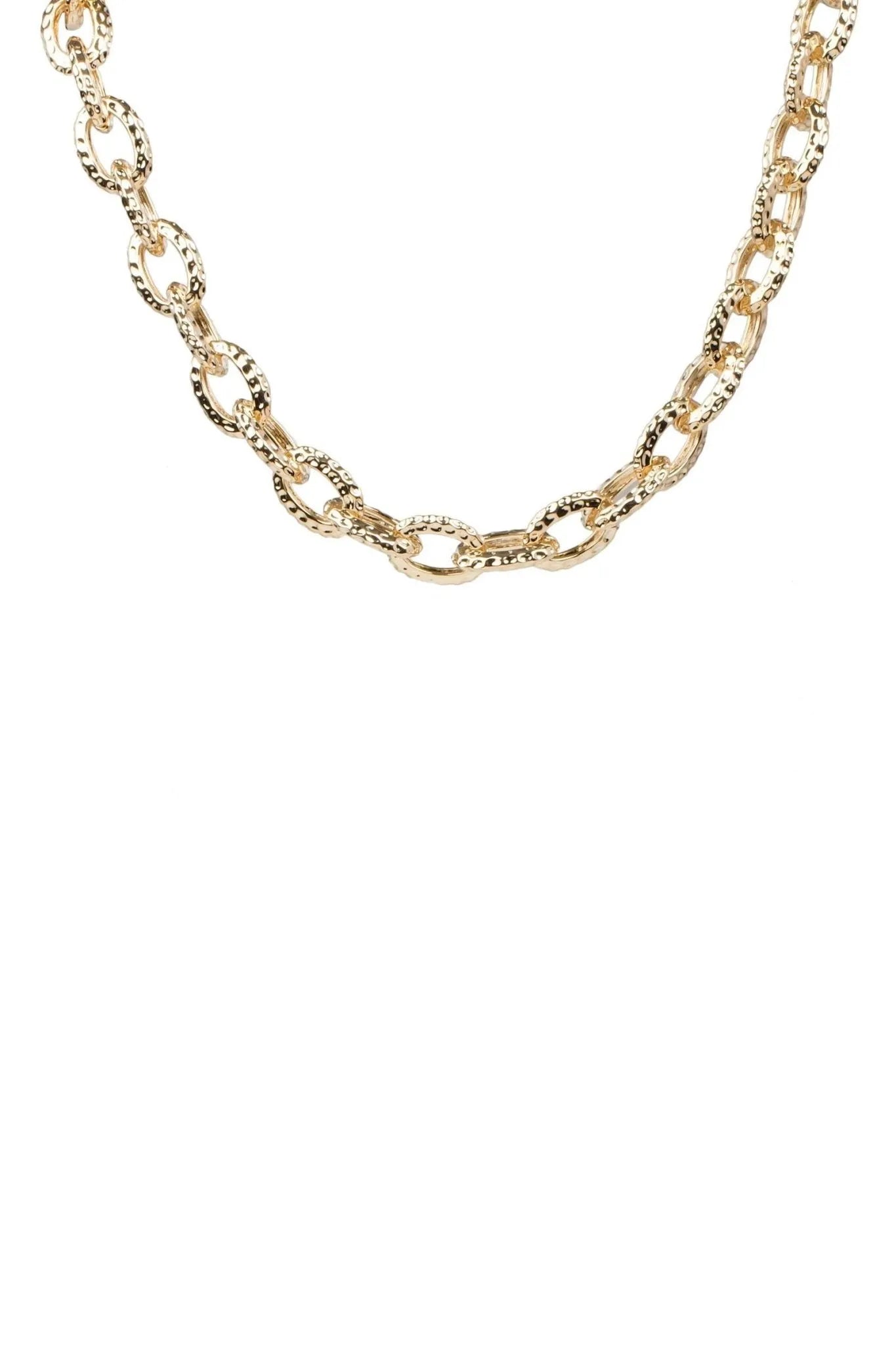 Hammered Gold Chain Necklace for Women - 14K Gold Plated Chunky Link Necklace - Elegant Layering Jewelry for Everyday Wear, Parties & Gifts