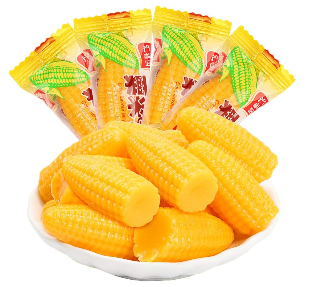Helen Ou Chinese Snacks Candy - Sweet Corn Flavor Soft Candy & Jelly Drops 250g (8.8oz) | Authentic Asian Treats for Parties, Gifts & Snacking