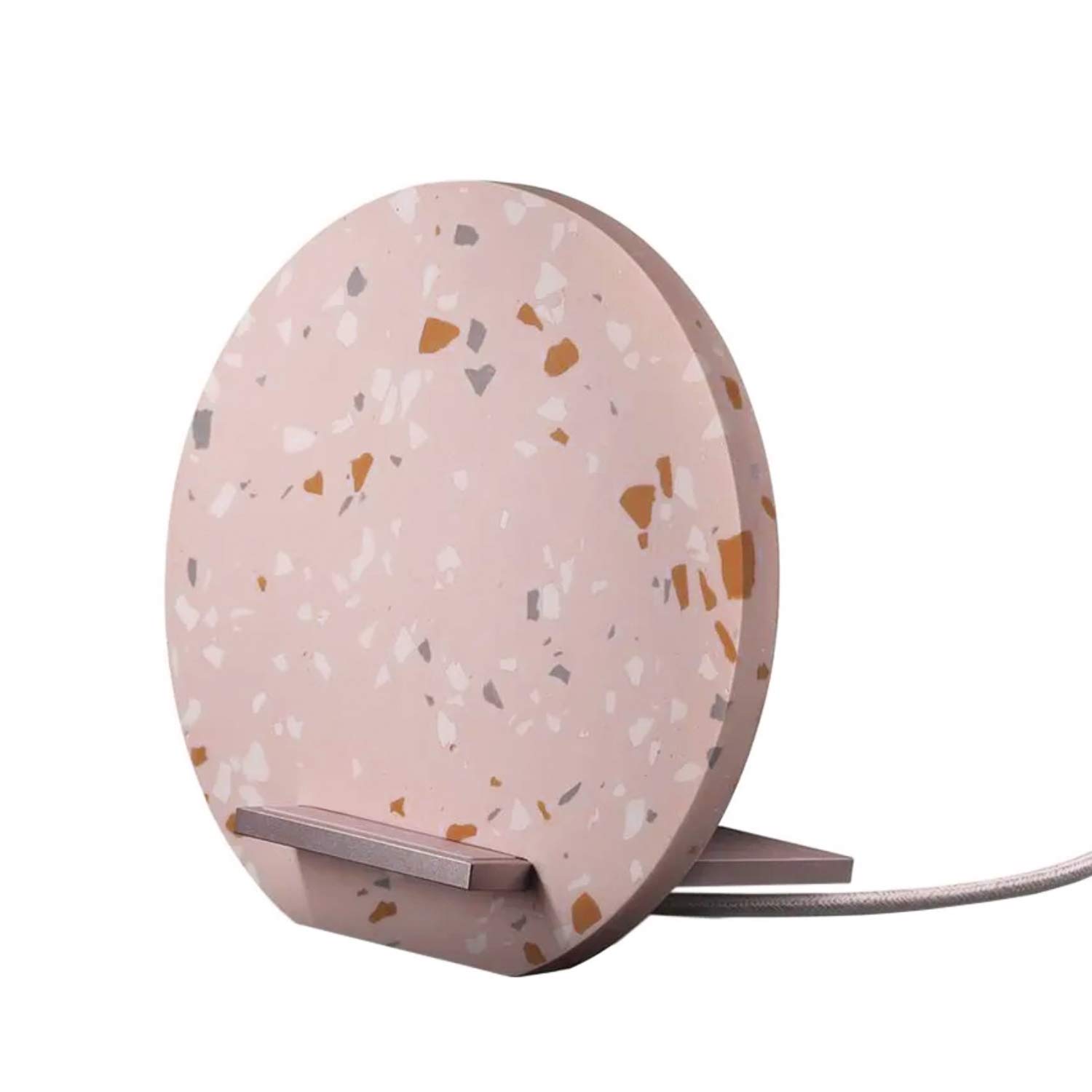 NATIVE UNION Dock Wireless Charger TERRAZZO Edition - Fast Qi-Certified Charging Stand for iPhone, Samsung, AirPods - Stylish Home & Office Desk Accessory