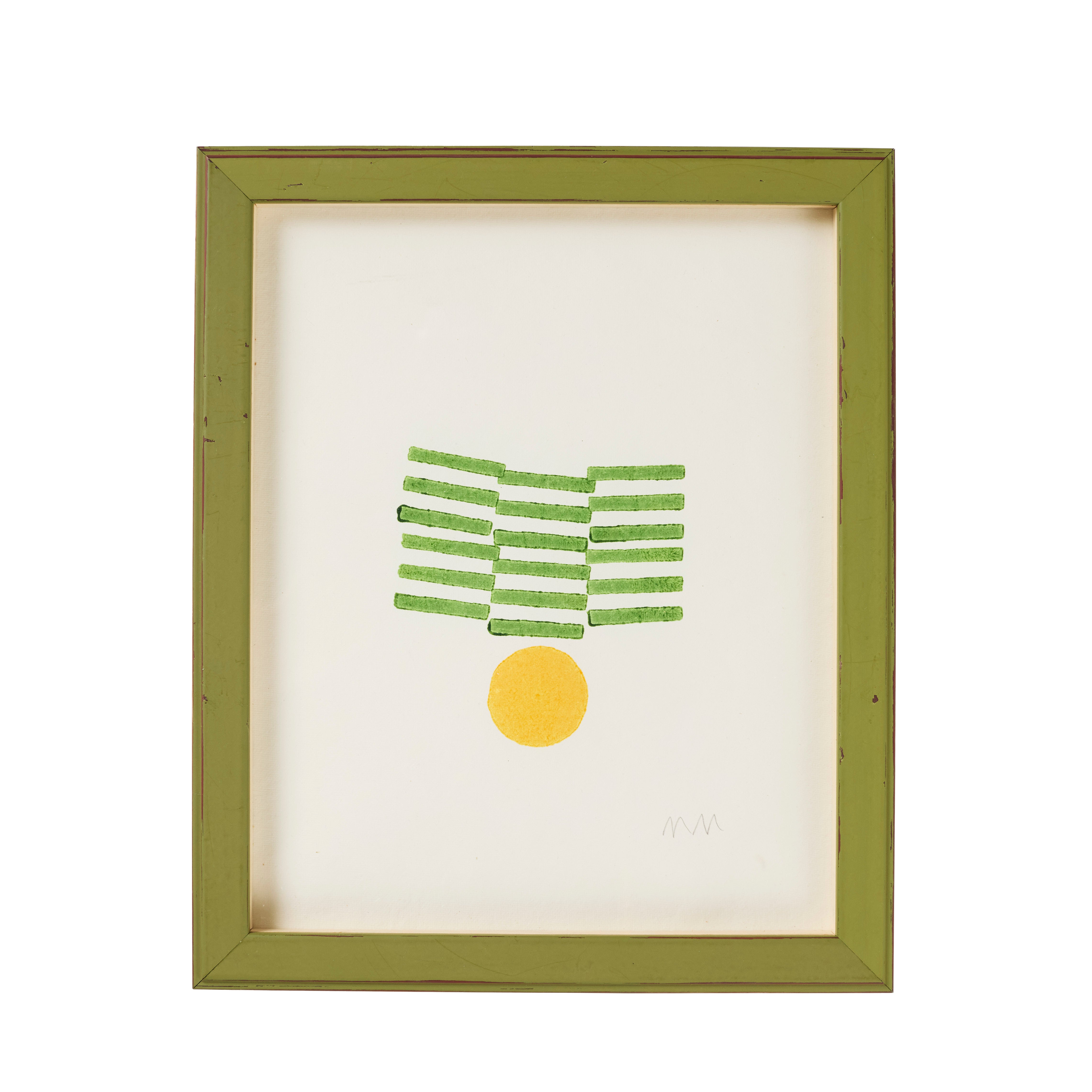Green Framed Cotton Paper Print Fran Green - Vintage Botanical Wall Art for Home & Office Decor