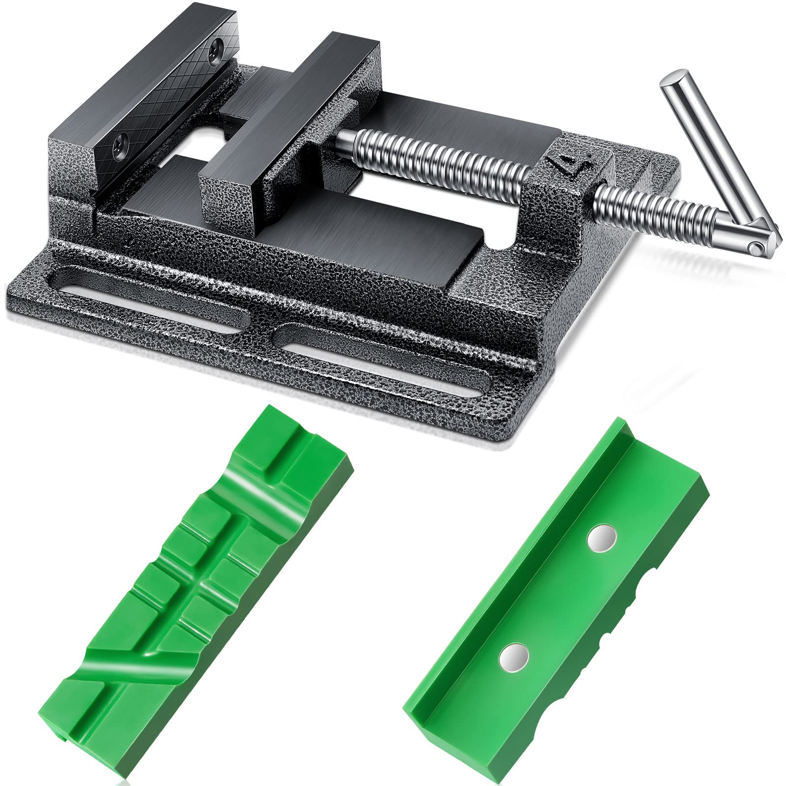 Heavy Duty Drill Press Vise - Metal Workbench Clamp with 2 Magnetic Pads & Multi-Grooved Jaws for Woodworking, Metalworking & DIY Projects - Perfect for Drilling, Milling & Workshop Applications