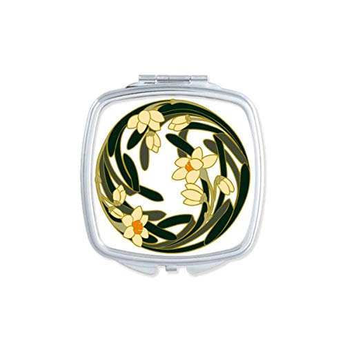 DIYthinker China Flower Bud Art Round Pattern Mirror - Portable Compact Pocket Makeup Mirror with Double Sided Glass for Travel, Home Vanity & Handbag Essentials