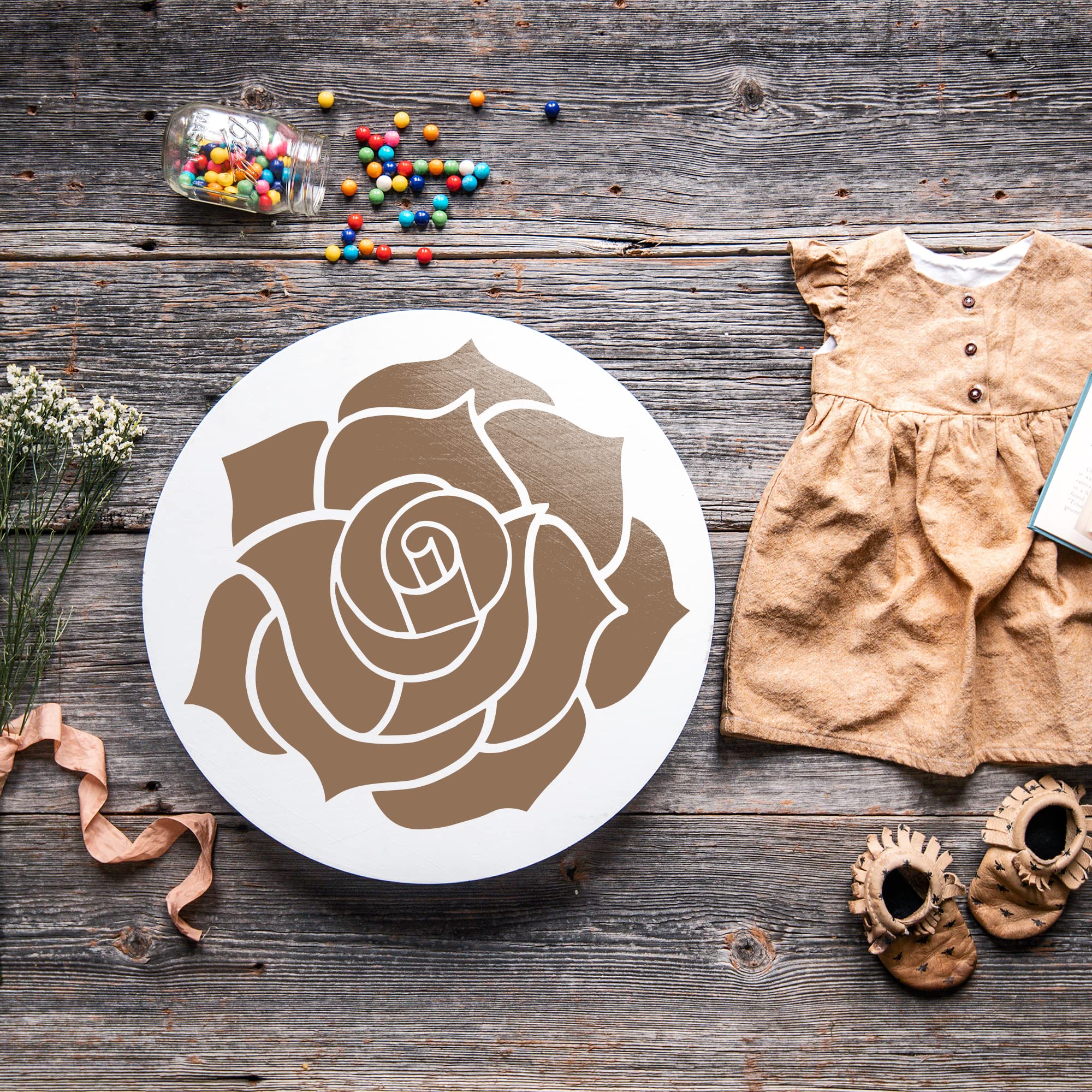 Rose Stencil for Painting - Reusable Rose Template for DIY Wall Art, Home Decor, and Craft Projects | Nature & Flower Stencils for Wood, Fabric, and Canvas Painting