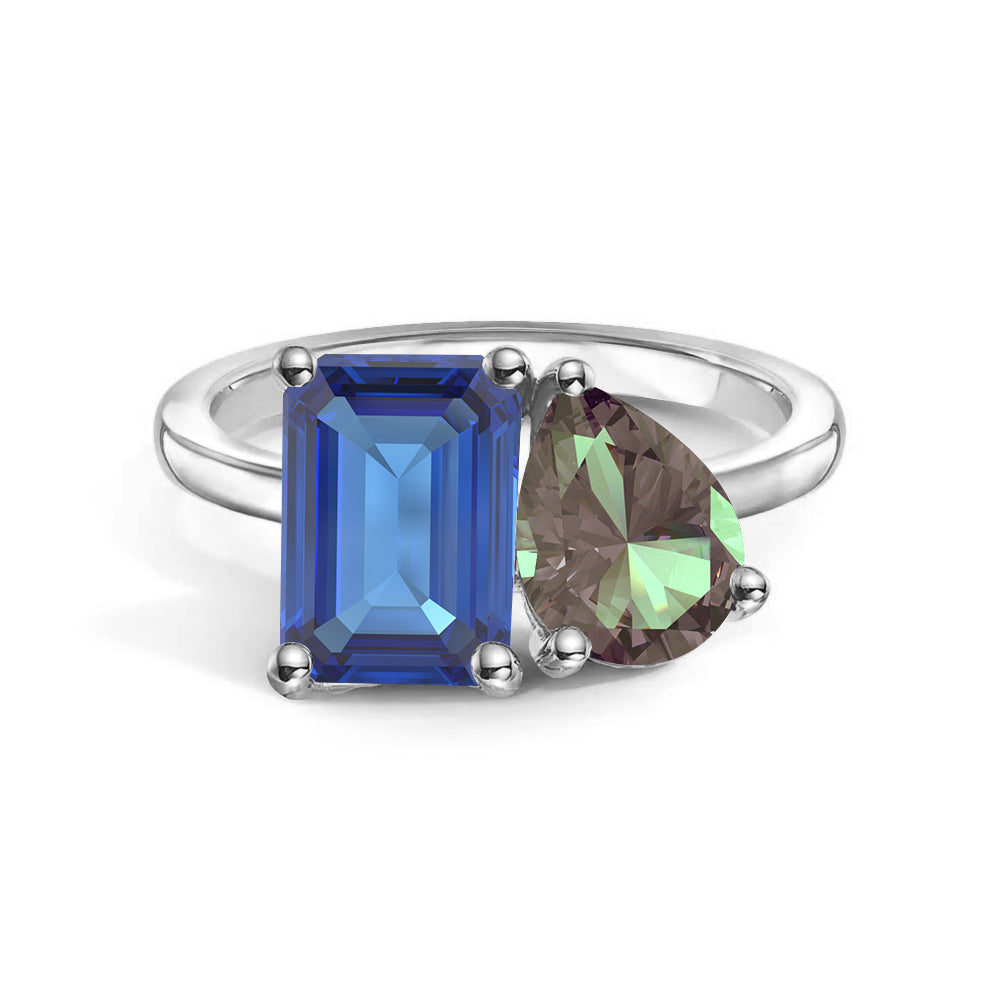 Toi et Moi Personalized Sapphire Birthstone Ring | Custom Anniversary Jewelry Gift for Her | Perfect for Weddings, Engagements & Romantic Occasions