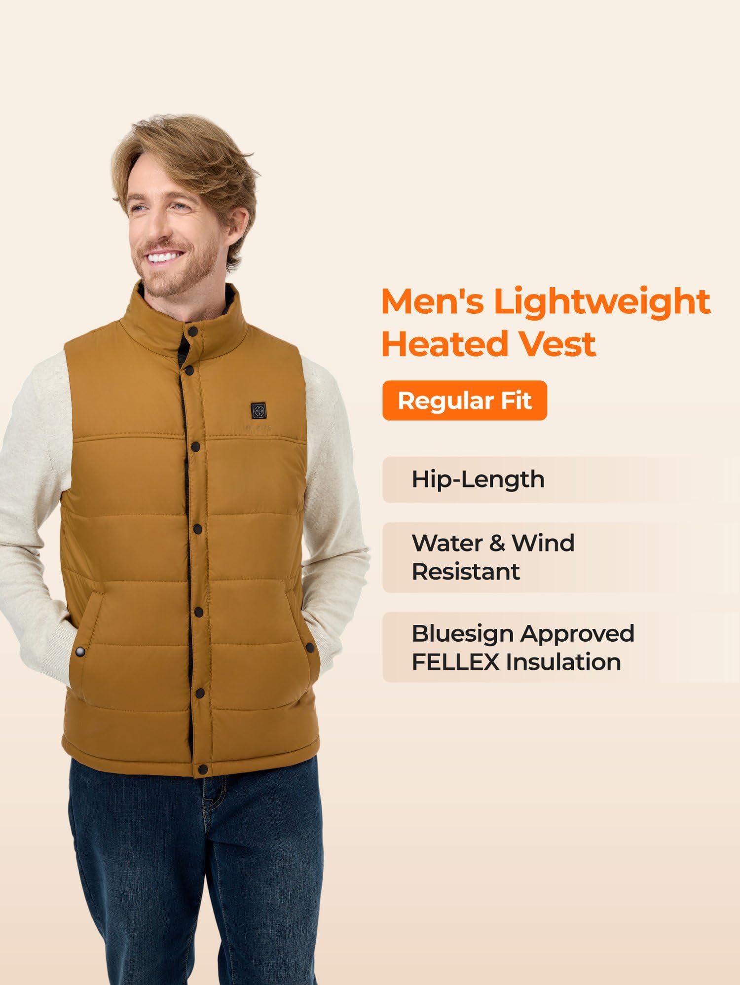 ORORO Men's Heated Vest - Lightweight Battery-Powered Puffer Jacket for Winter Warmth | USB Rechargeable (Charger Not Included) | Perfect for Outdoor Work, Camping & Cold Weather Activities