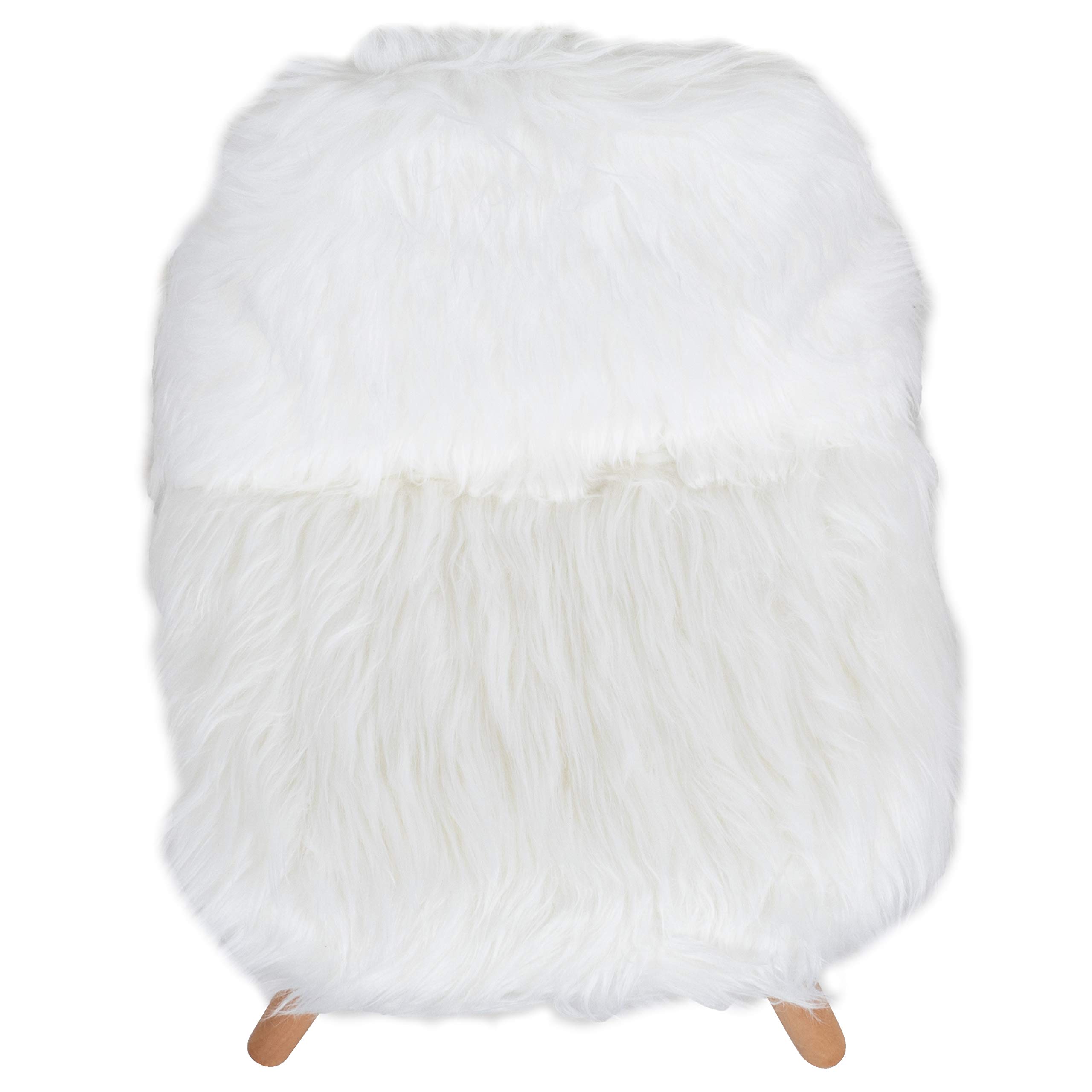 Kids Chair - White Shaggy Dog Accent Chair - Set of 4 Faux Fur Children's Chairs for Bedroom, Playroom & Nursery - Soft & Cozy Petite Seating for Toddlers
