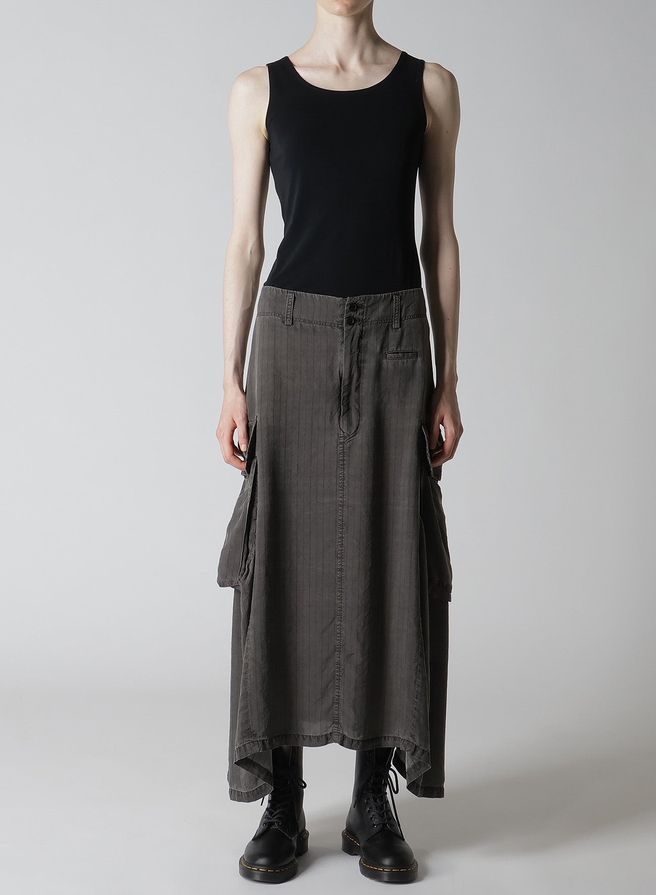 Cupro Stripe Cargo Skirt - Women's High Waist Utility Skirt with Pockets | Casual Wear, Street Style & Outdoor Adventures