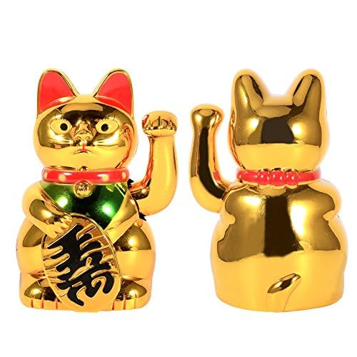 5 Inch Lucky Golden Cat - Chinese Waving Cat for Wealth & Prosperity - Feng Shui Good Luck Decoration for Home, Office & Business