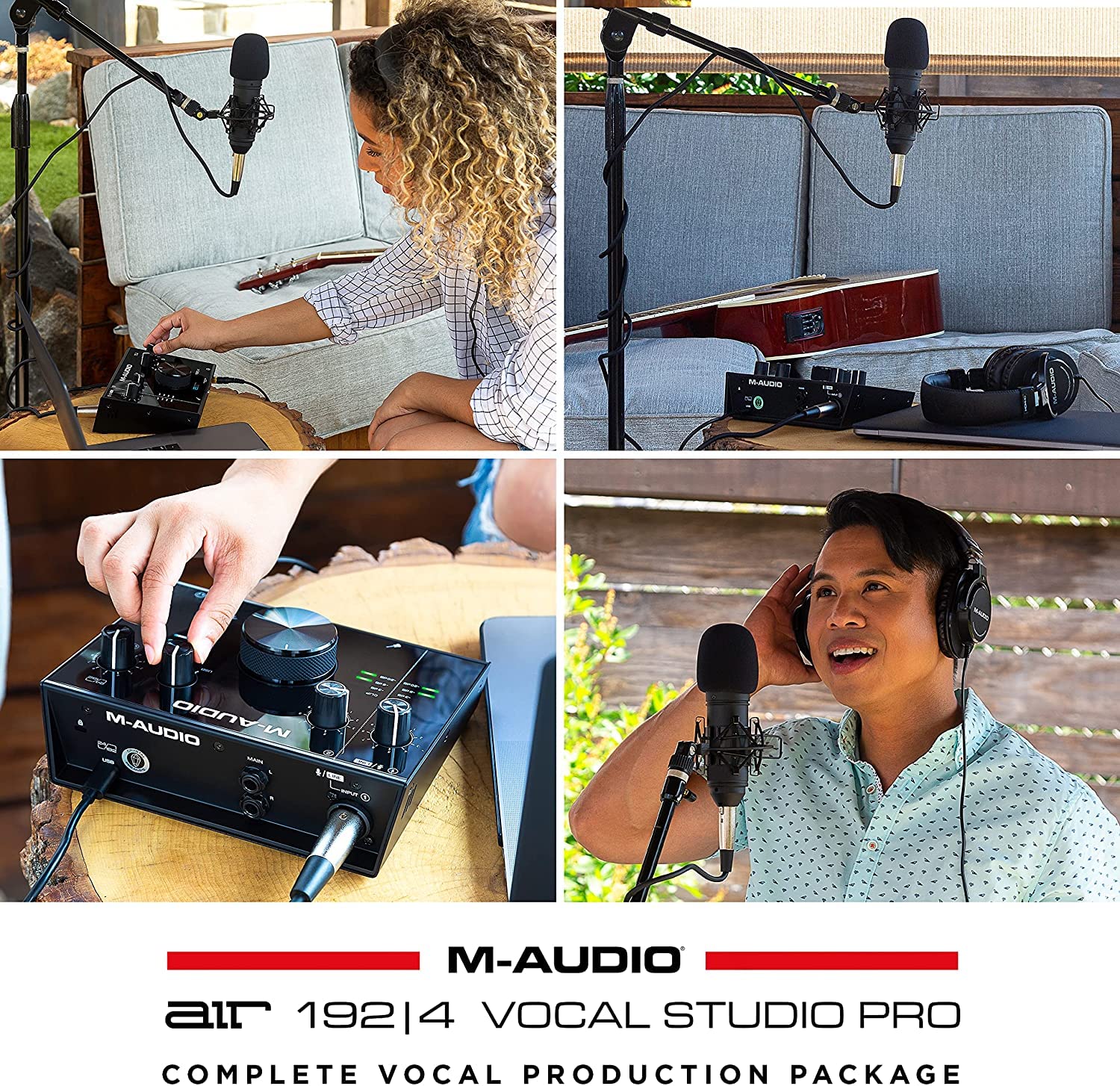 Akai Professional MPC Studio MIDI Controller Drum Machine with M-Audio AIR 192|4 Audio Interface, XLR Microphone & Studio Headphones - Complete Beat Making Bundle for Music Production, Home Studio Recording & Live Performances