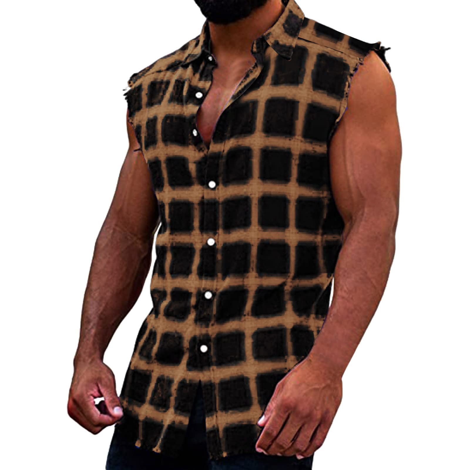Men's Plaid Print Sleeveless Vest - Summer Casual Beachwear for Outdoor Activities