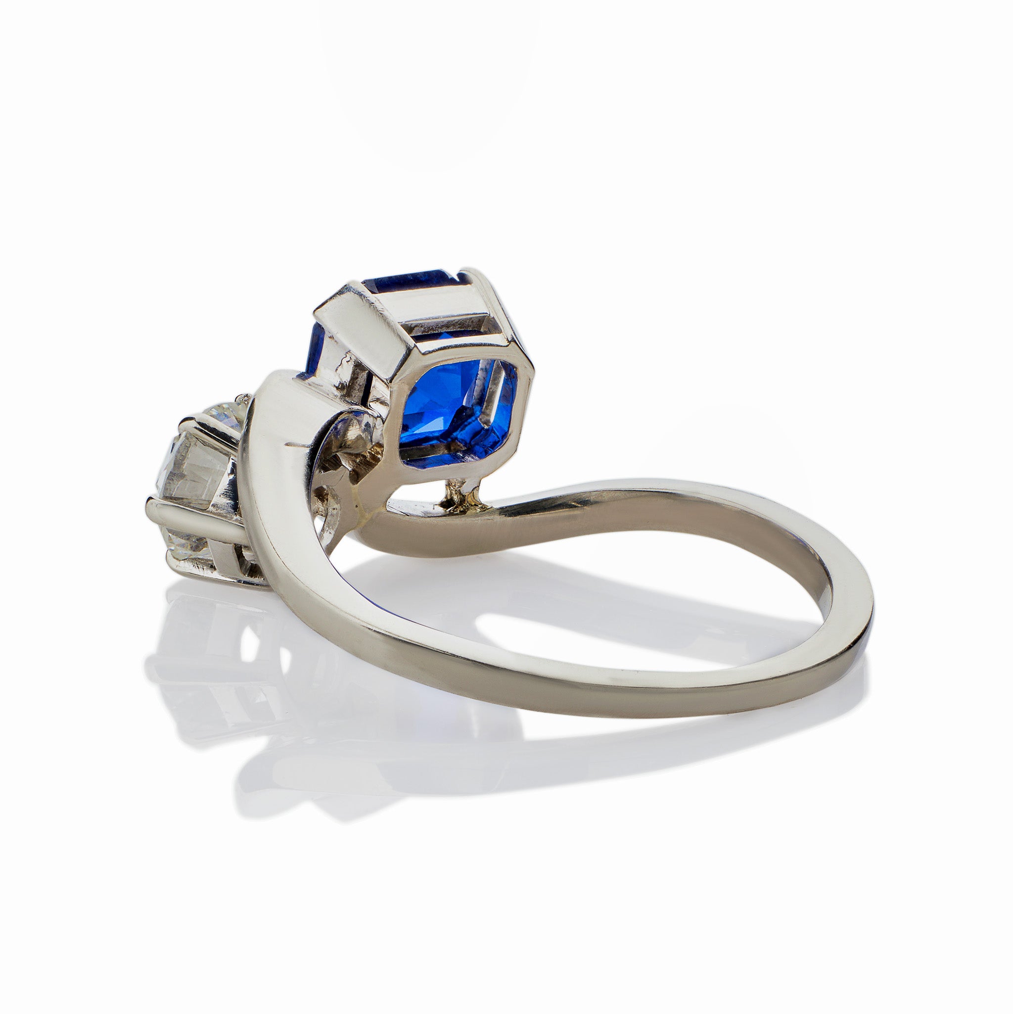 Untreated Burmese Sapphire and Diamond Toi et Moi Ring - Elegant Promise, Engagement & Wedding Jewelry for Her
