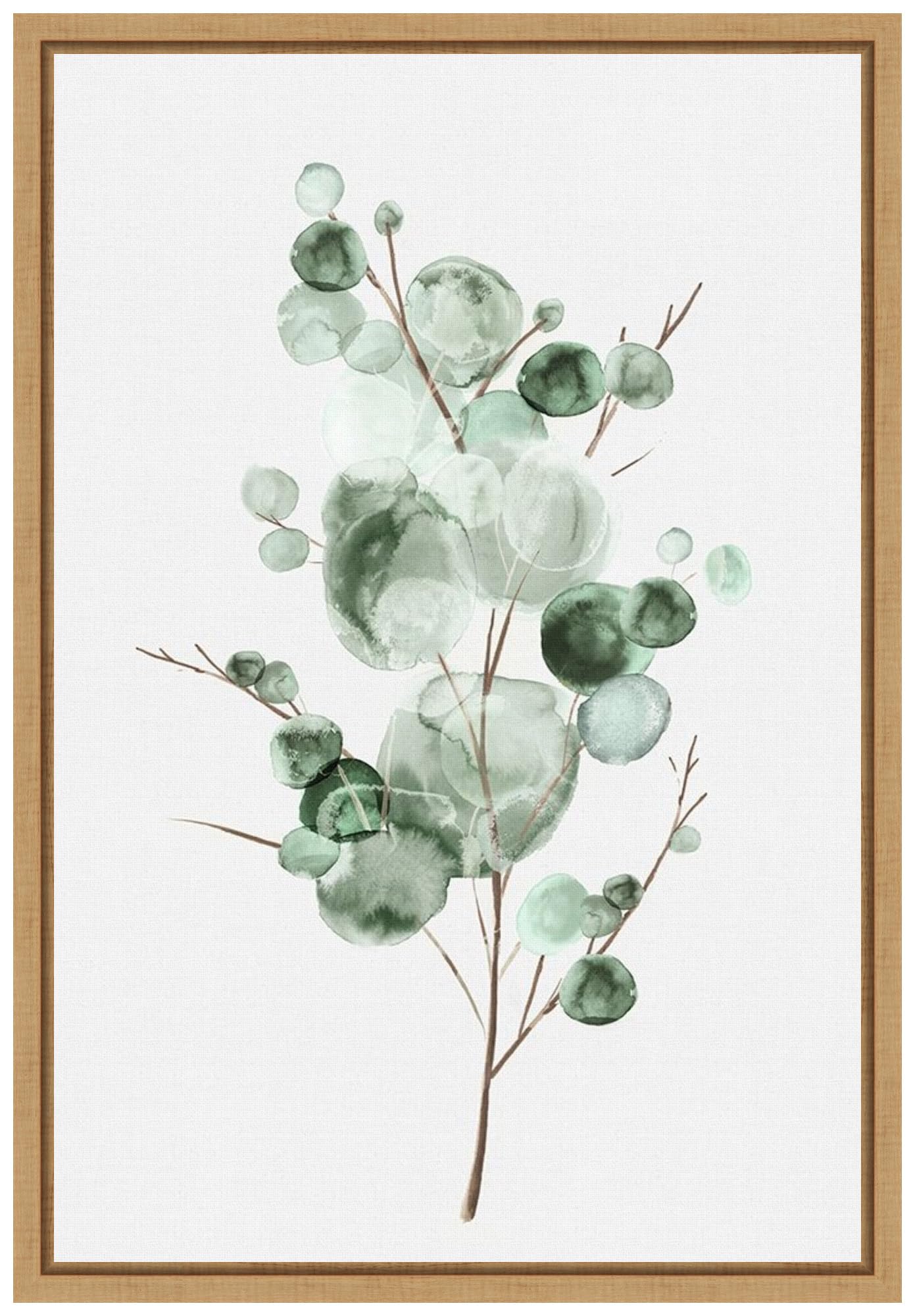 Amanti Art Framed Canvas Wall Art 23x16 - Tender Sprout I (Eucalyptus) by Eva Watts, Modern Floral Painting, Ready to Hang Framed Wall Decor for Living Room, Bedroom, Bathroom & Office - Perfect for Home, Wedding & Gift Giving