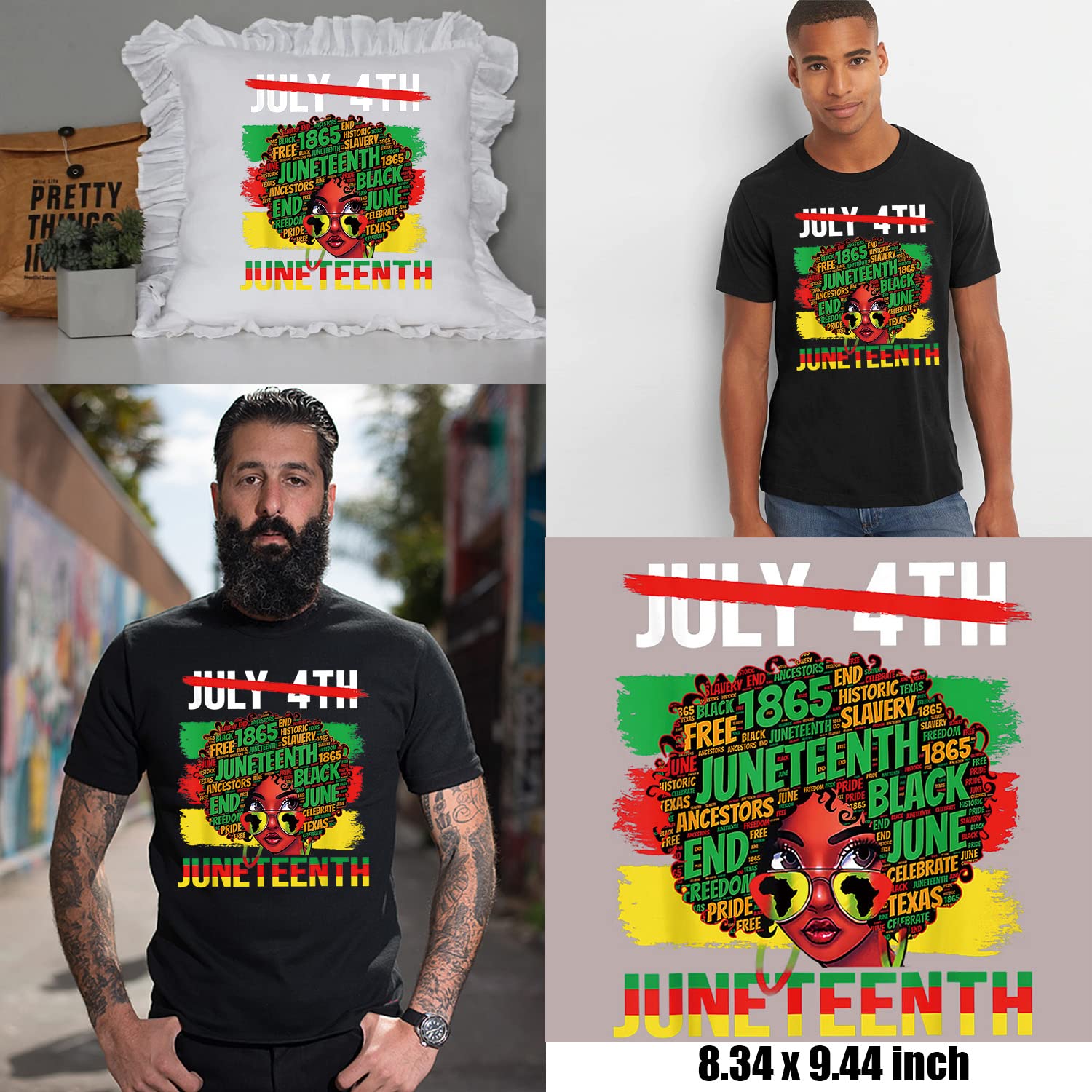 3 Sheets Juneteenth Heat Transfer Vinyl Stickers - Patriotic Iron On Decals for T-Shirts, Hats, Backpacks & Pillows - Perfect for Juneteenth Decorations, Independence Day & Memorial Day Celebrations