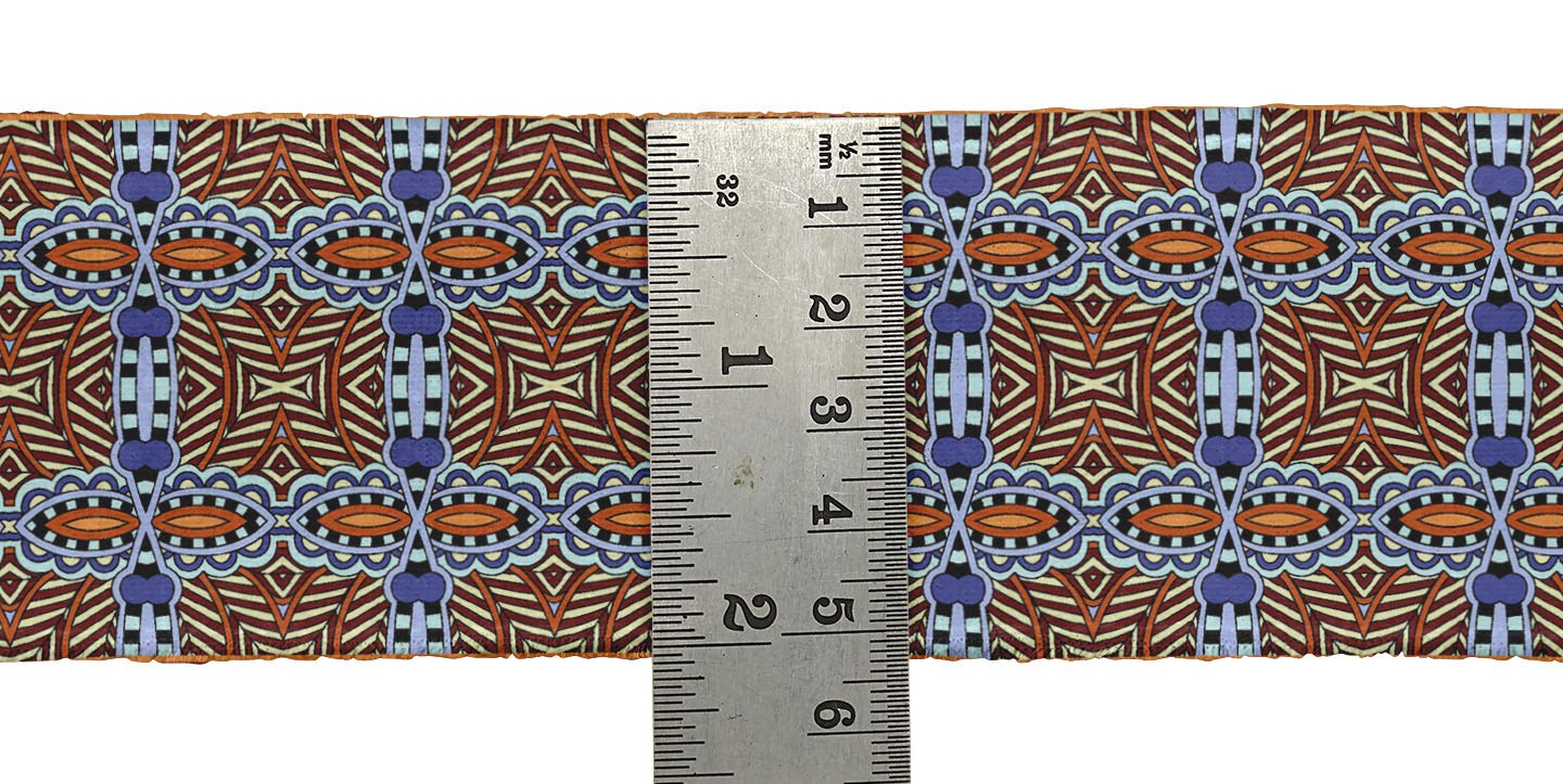 Red Stripe & Paisley Ethnic Printed Velvet Trim Fabric - 2 Inch x 9 Yard Sewing Border Ribbon for DIY Crafts, Costumes & Home Decor