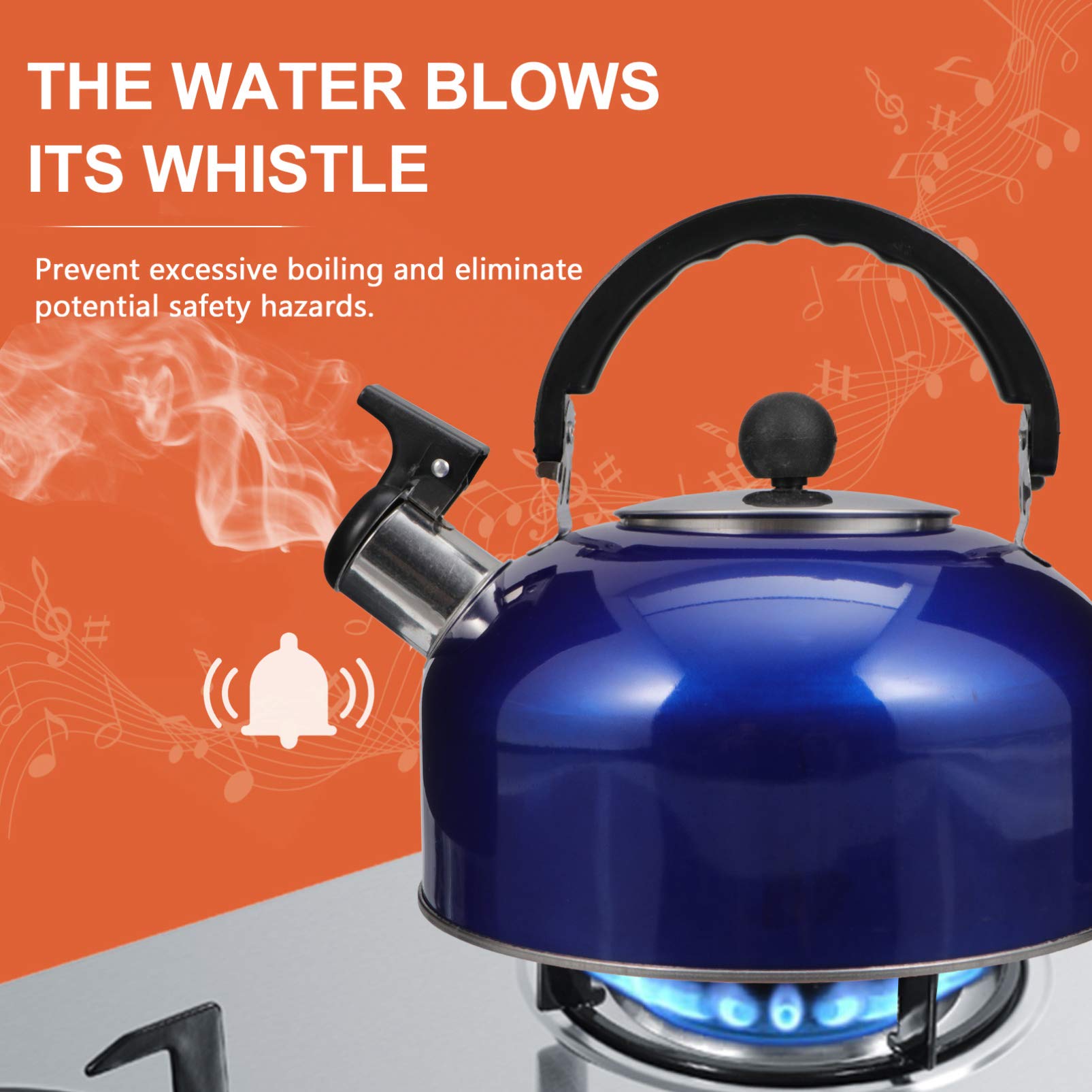 Premium Stainless Steel Whistling Tea Kettle - Stovetop Whistling Teapot for Coffee & Tea Making - Ergonomic Handle for Home, Kitchen, Camping & Outdoor Use - Durable Blue Water Kettle for Hiking, Picnics & Daily Brewing