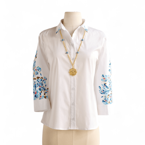 Elegant Painted Floral Blouse for Women - Stylish Flowy Boho Top for Casual Outings & Summer Parties