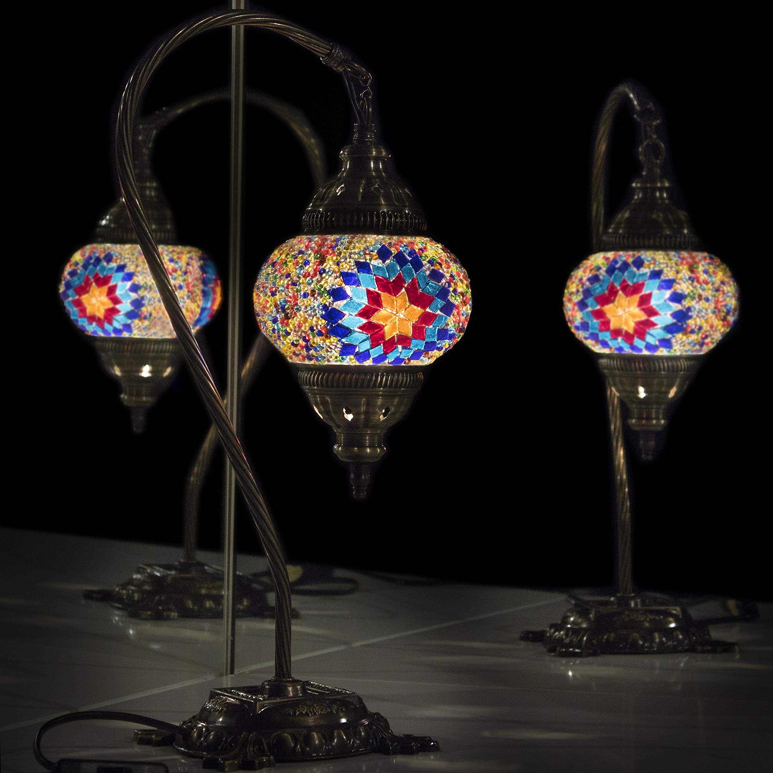 LaModaHome Turkish Mosaic Glass Moroccan Lamp - 4.7