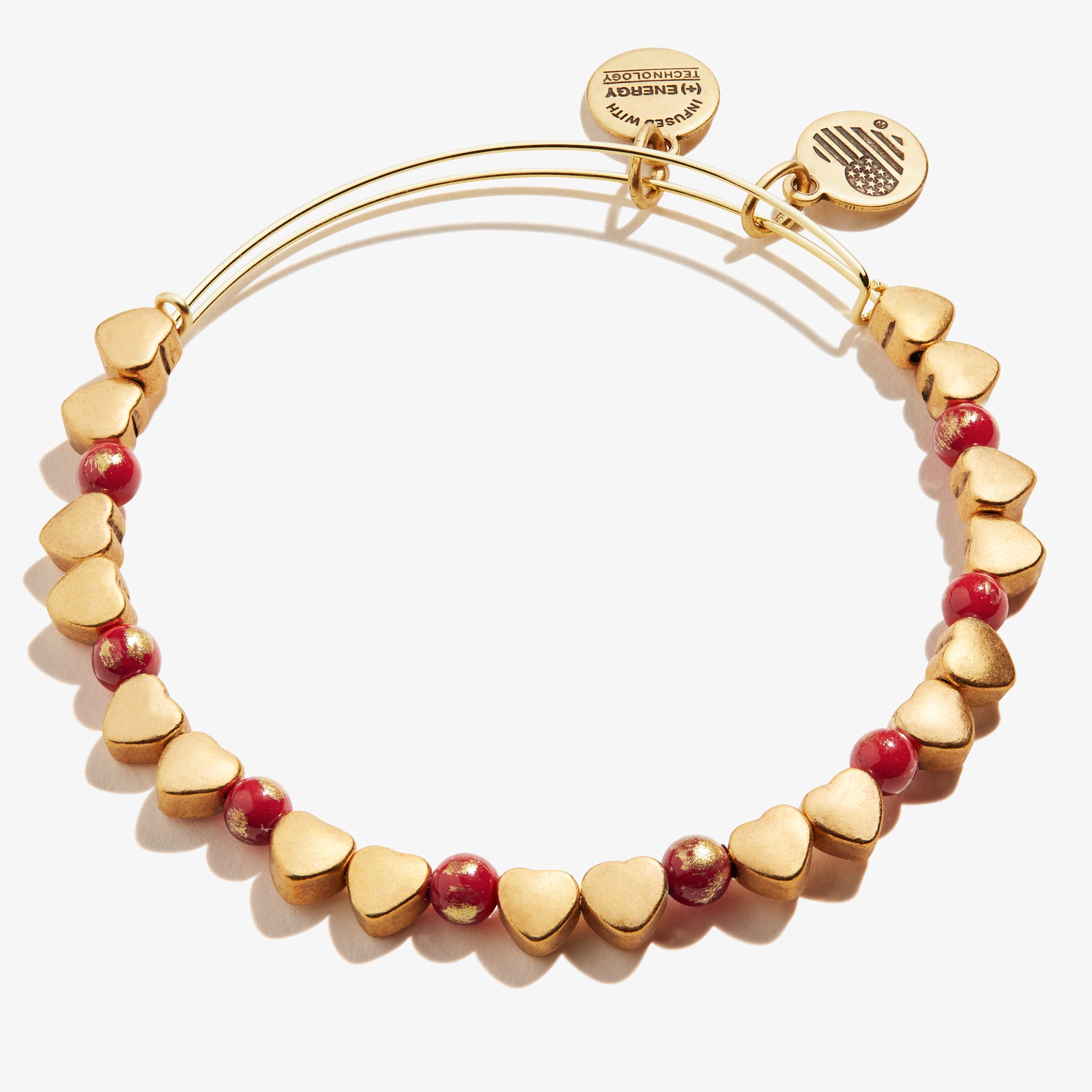 Vintage Americana Heart Beaded Bracelet - Red Glass Beads Handmade Bangle for Women - Perfect for Valentine's Day, Weddings & Boho Fashion Accessories