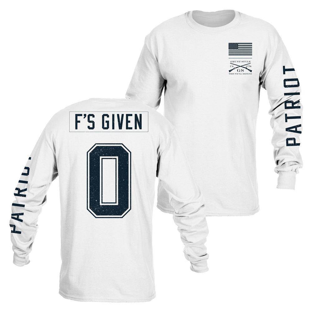 Zero F's Given Long Sleeve T-Shirt - White - Comfortable Casual Streetwear for Men & Women - Perfect for Everyday Wear, Gym, and Outings
