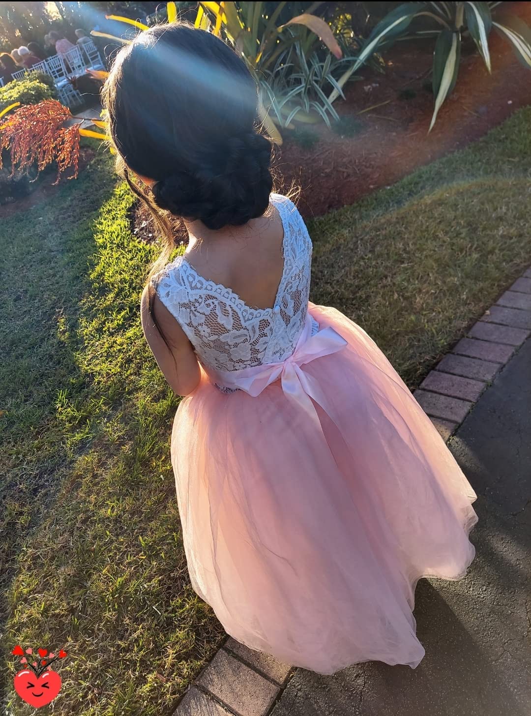 Glamulice Sleeveless Flower Girl Dress - A-Line Tulle Princess Party Gown with Lace Details for Weddings, Birthday Parties & Special Occasions