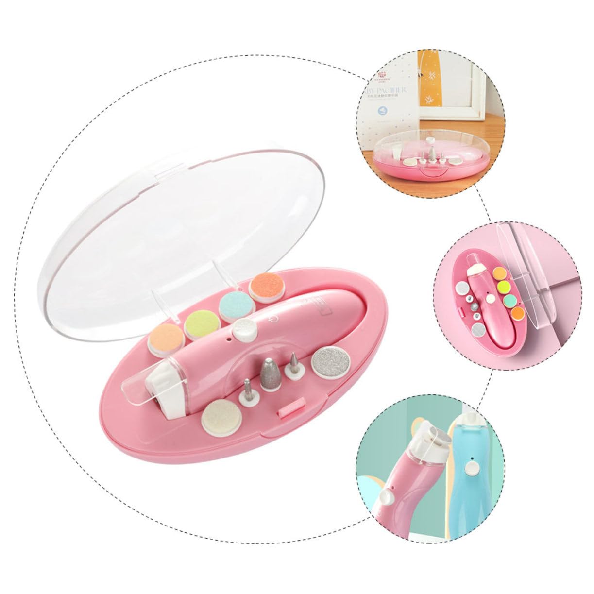 Balacoo 7-Piece Electric Baby Nail Trimmer Kit - Safe Kids Nail Clipper for Toddlers & Infants - Gentle Manicure Set for Newborn Care & Home Grooming