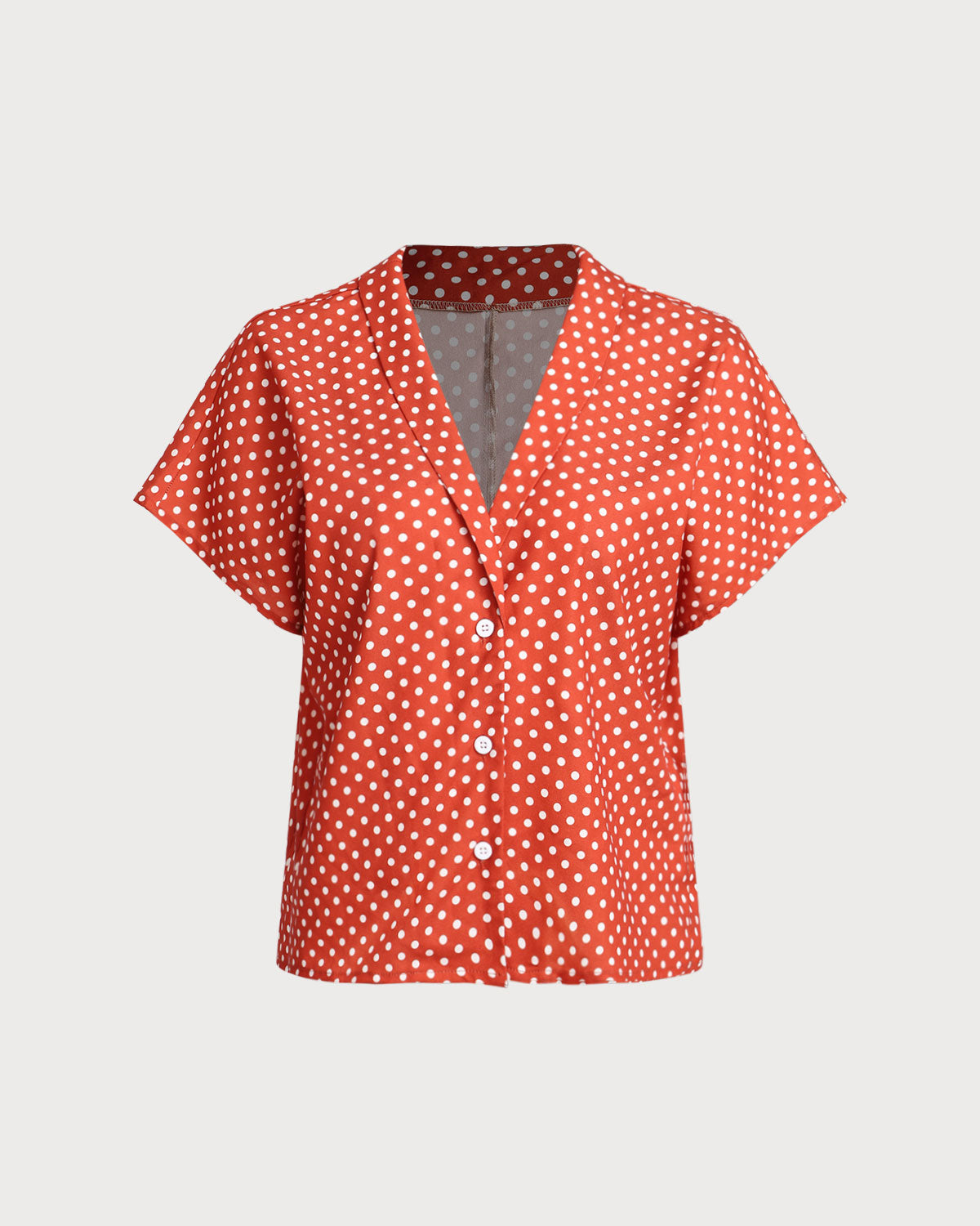 Stylish Red Polka Dot Button Down Blouse for Women - Casual & Office Wear - Perfect for Work, Dates & Special Occasions