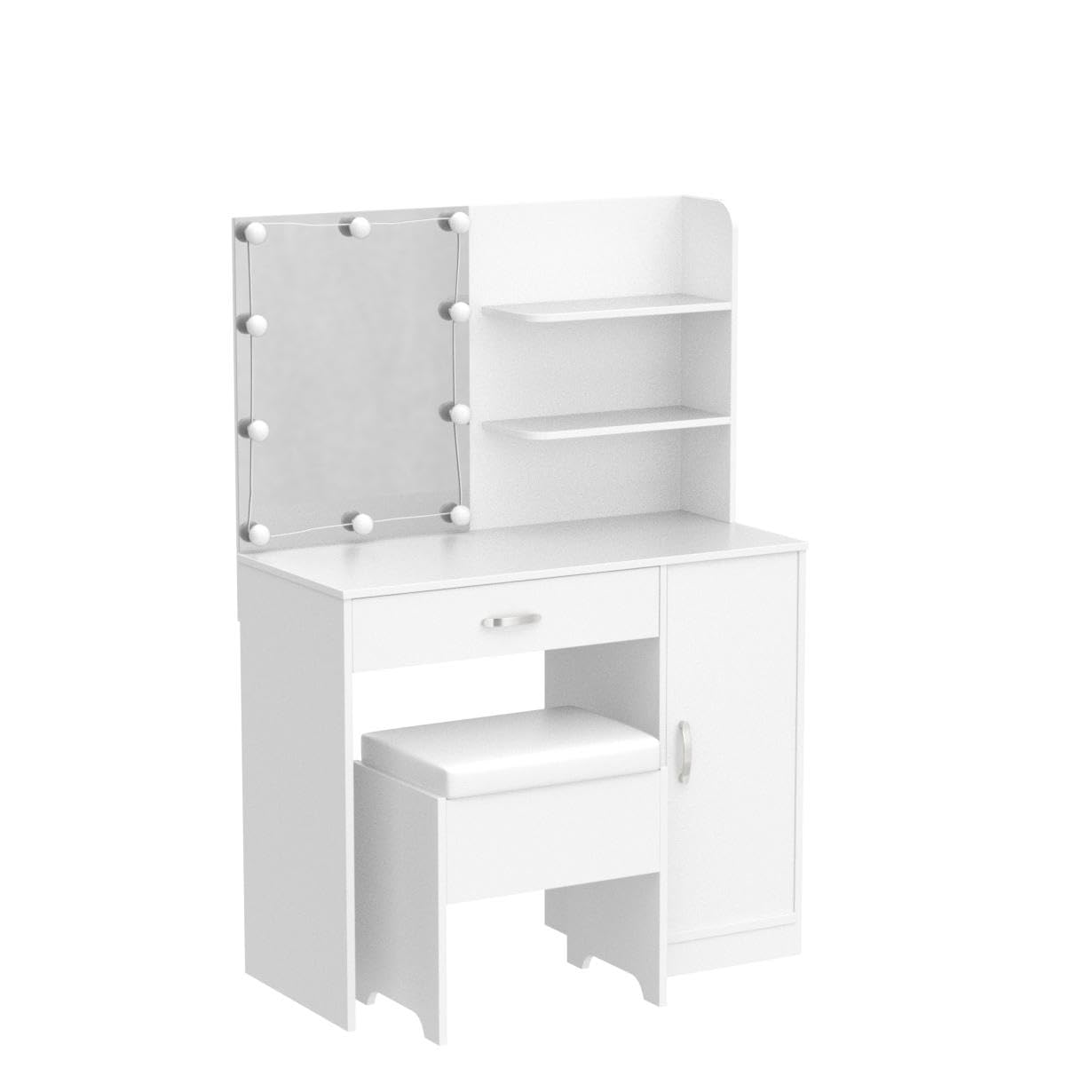 Professional Makeup Vanity with LED Lights - Adjustable Brightness & 3 Lighting Modes, Large Mirror & Storage Drawers - White Dressing Table for Bedroom | Perfect for Beauty Routines & Home Decor