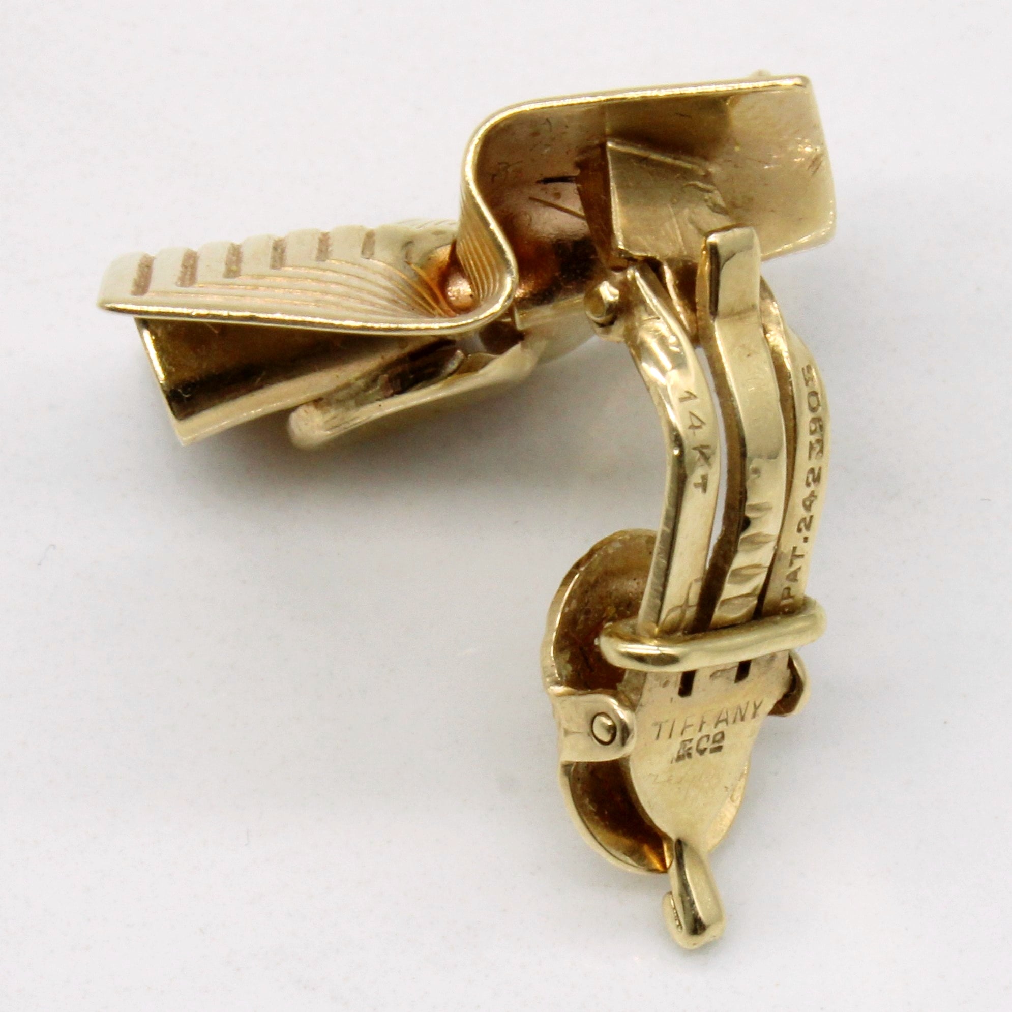 Vintage Tiffany 14k Yellow Gold Origami Pinwheel Clip-On Earrings | Retro Jewelry for Women | Perfect for Parties, Weddings & Special Occasions