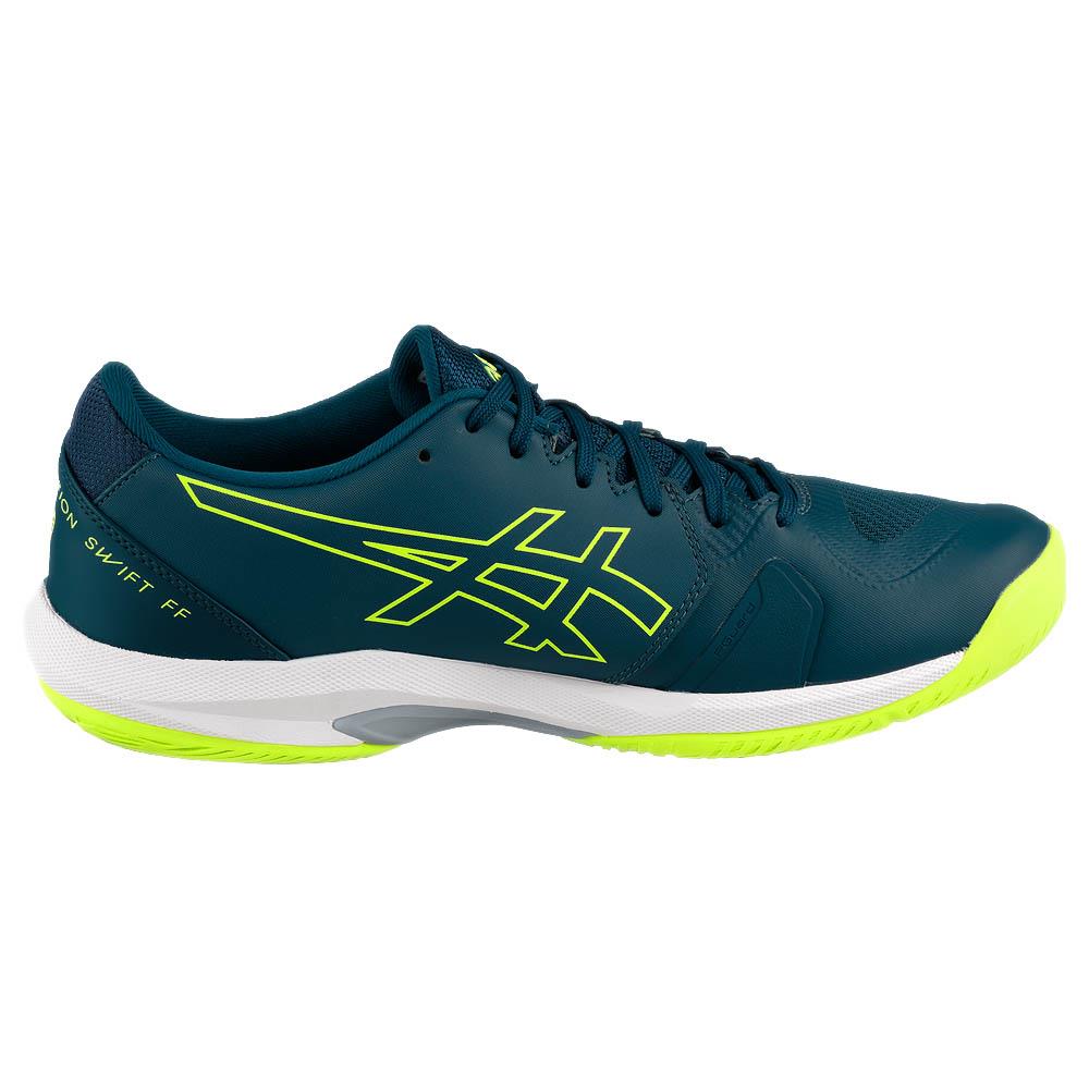 ASICS Men's Solution Swift FF 2 Tennis Shoes - Mako Blue/Safety Yellow | Lightweight Performance Court Shoes for Competitive Play | Perfect for Tennis, Pickleball & Indoor Court Sports