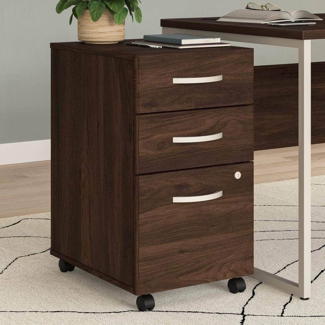 Zaniah 3-Drawer Mobile File Cabinet with Locking Wheels - Black, White, Gray (3 Colors) - Perfect for Office, Home, or School Organization and Document Storage