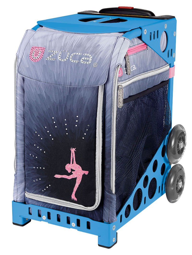 ZUCA Ice Dreamz LUX Insert & Blue Frame Rolling Backpack with LED Flashing Wheels - Perfect for School, Travel, and Skating Rink Use