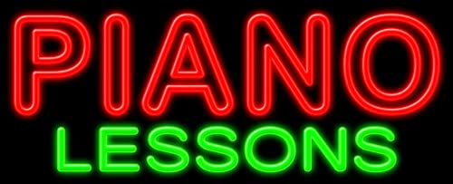 Custom Piano Lessons Glass Neon Sign #11462 – Handmade in USA | Perfect for Music Studios, Home Decor & Gift Ideas