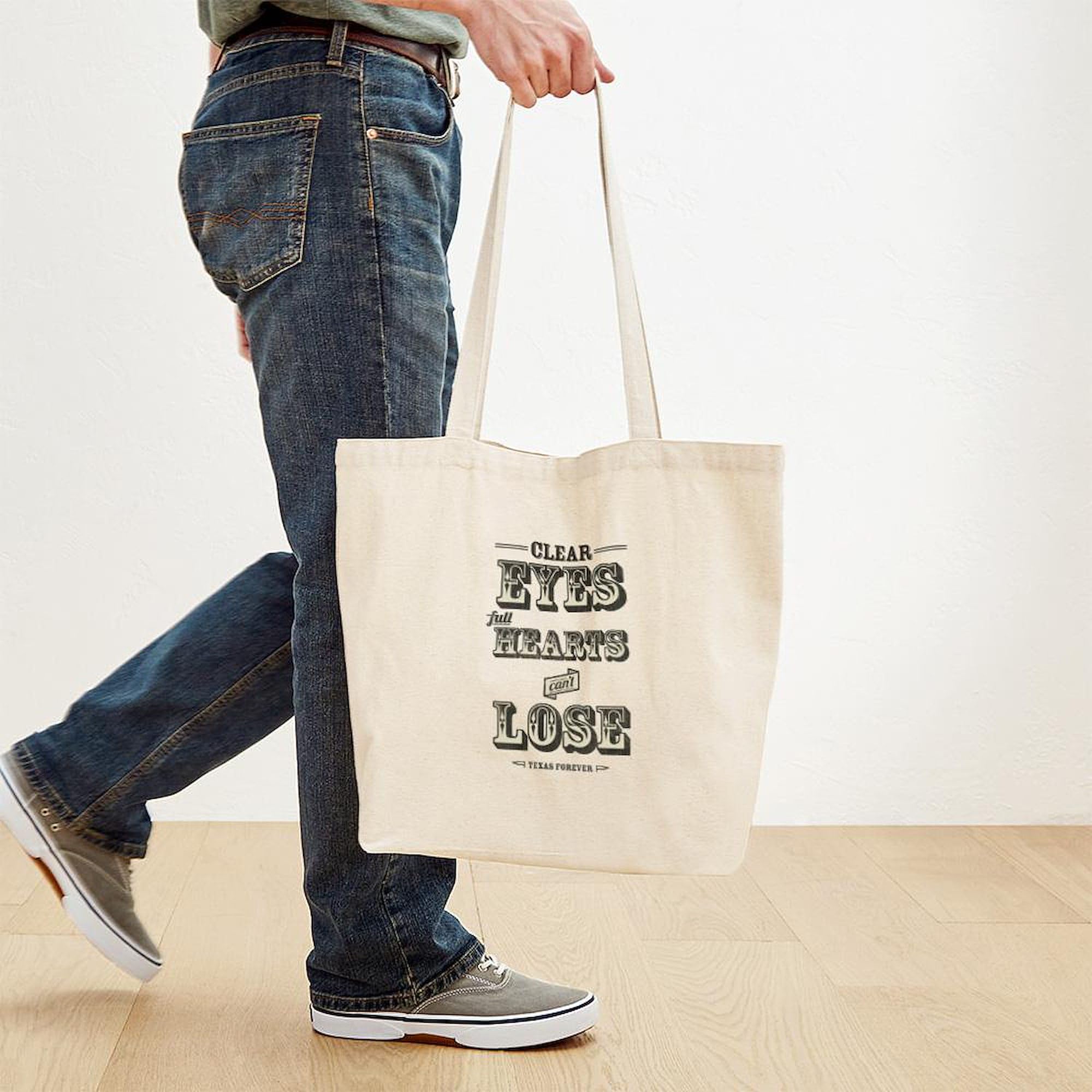 Clear Eyes Full Hearts Tote Bag - Natural Canvas Reusable Shopping Bag for Groceries, Beach & Everyday Use | Eco-Friendly Cotton Tote with Inspirational Quote