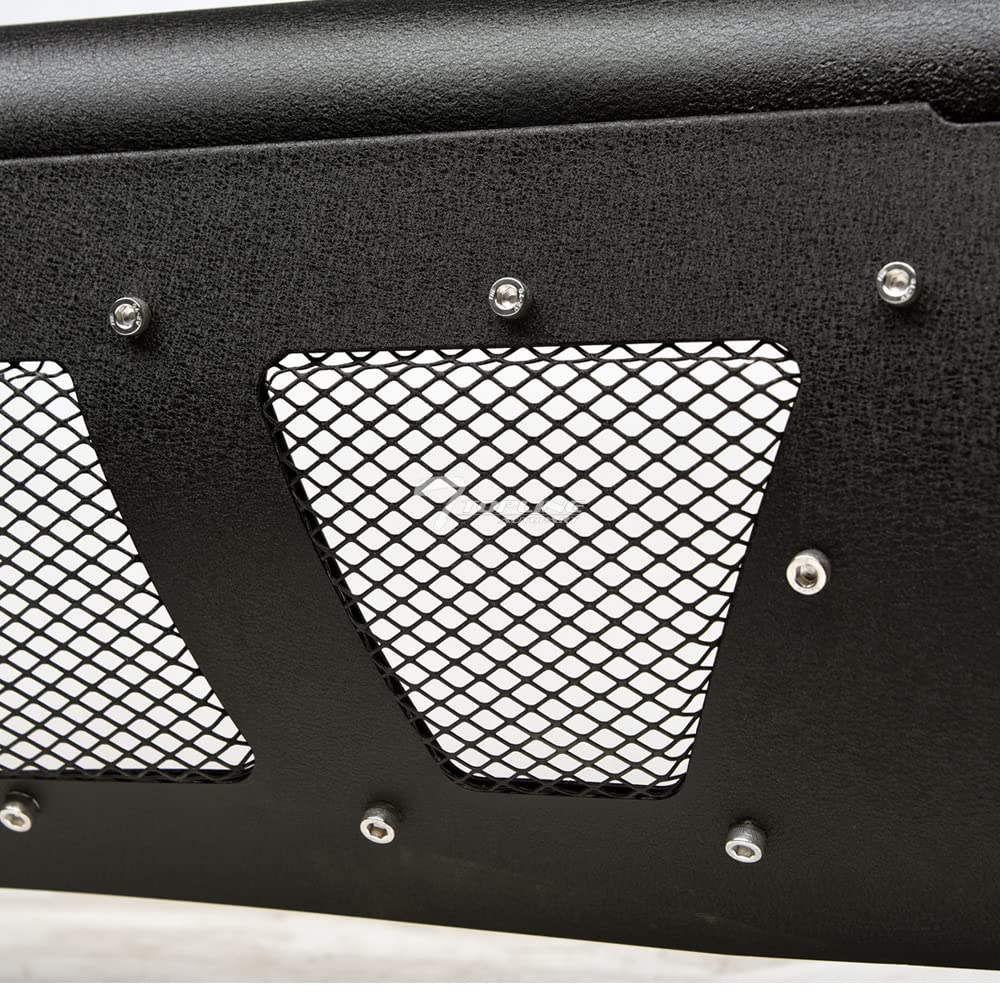 Textured Black Studded Mesh Bull Bar Brush Push Front Bumper Grill Grille Guard with Skid Plate + 36W CREE LED Fog Lights for 2010-2024 Toyota 4Runner - Off-Road Protection & Style Upgrade for Adventure & Daily Driving