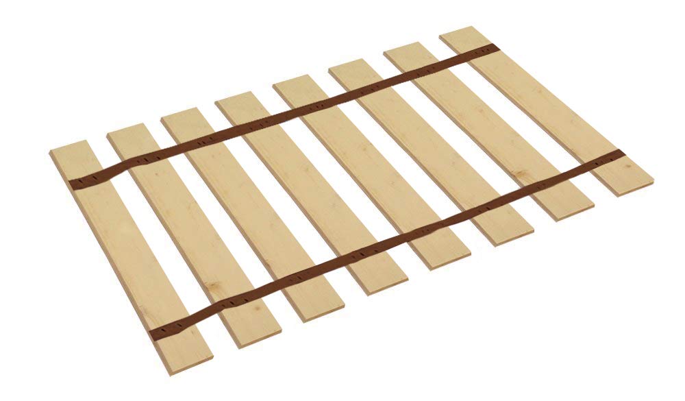 Twin Size Bunkie Board with Attached Bed Slats & Brown Straps - Heavy Duty Support for Mattress, Box Spring Replacement - Perfect for Bunk Beds, Trundle Beds & Loft Beds