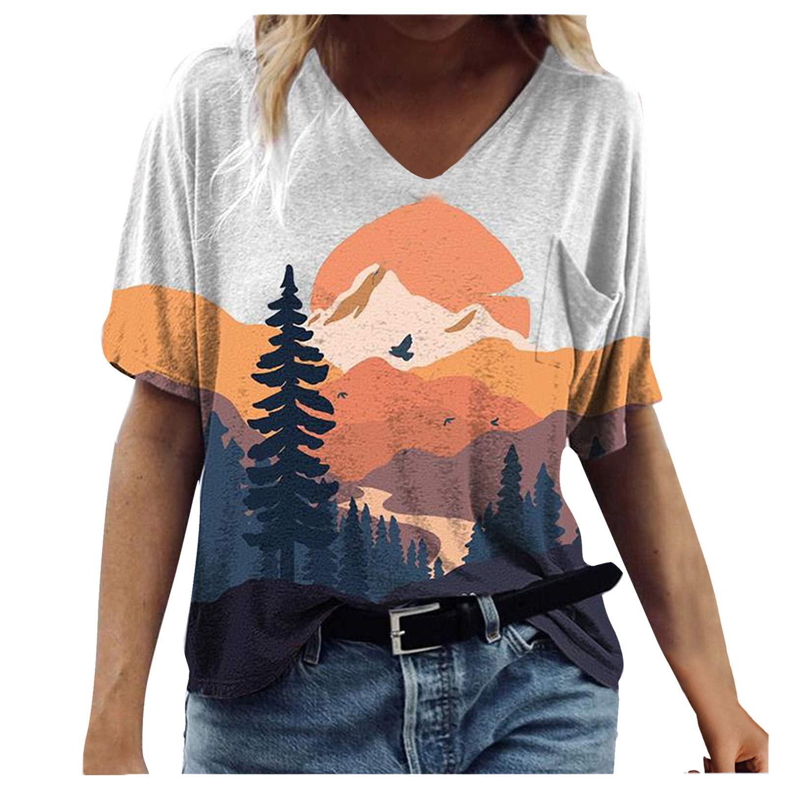 Trendy Women's Printed Short Sleeve T-Shirt - Summer Casual Crew Neck Blouse for Everyday Wear, Outings & Beach Vacations